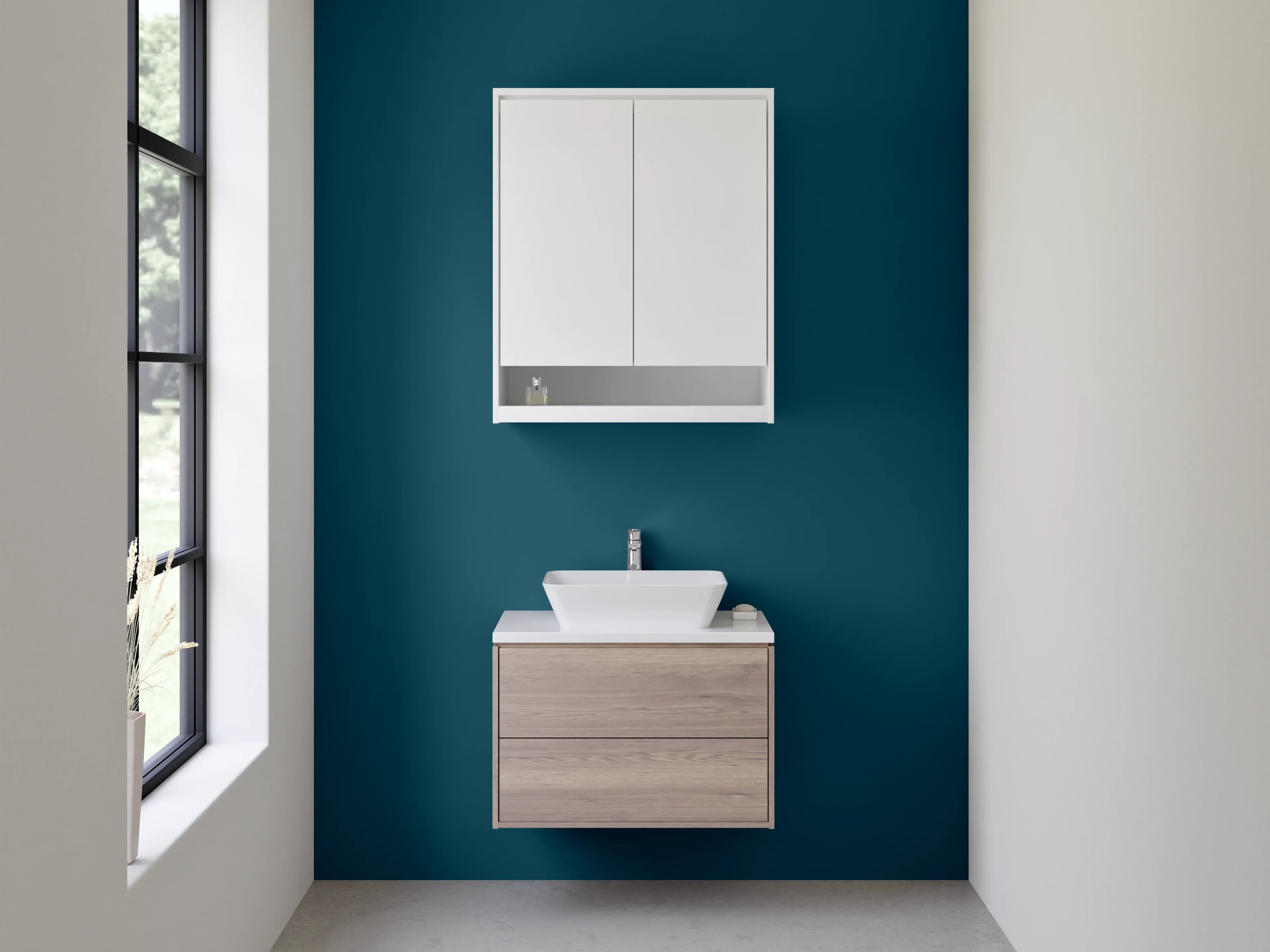 Waschbecken-Rückwand - Nebelhauch auf Schneeweiß