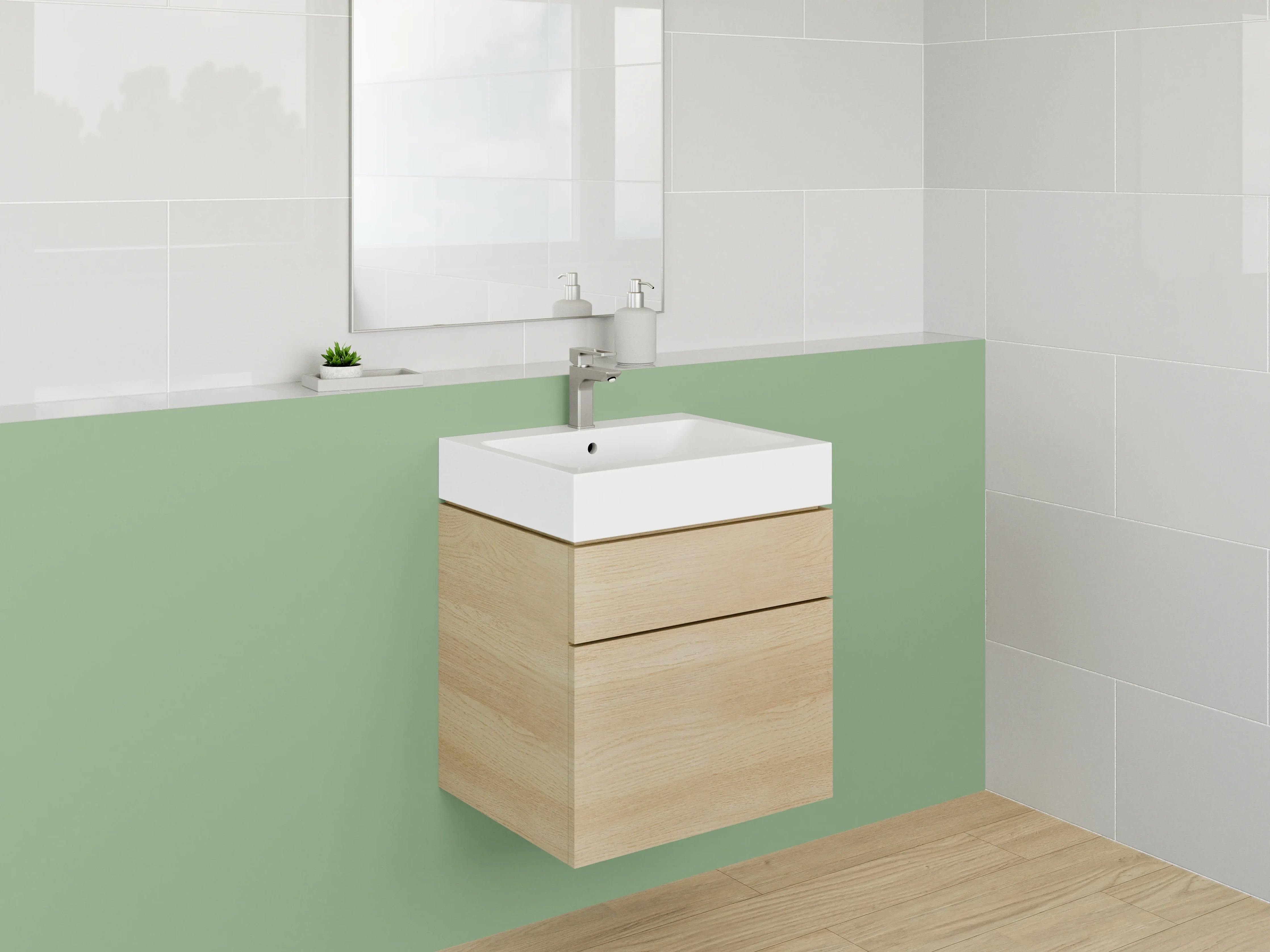 Waschbecken-Rückwand - Nebelhauch auf weißem Grund