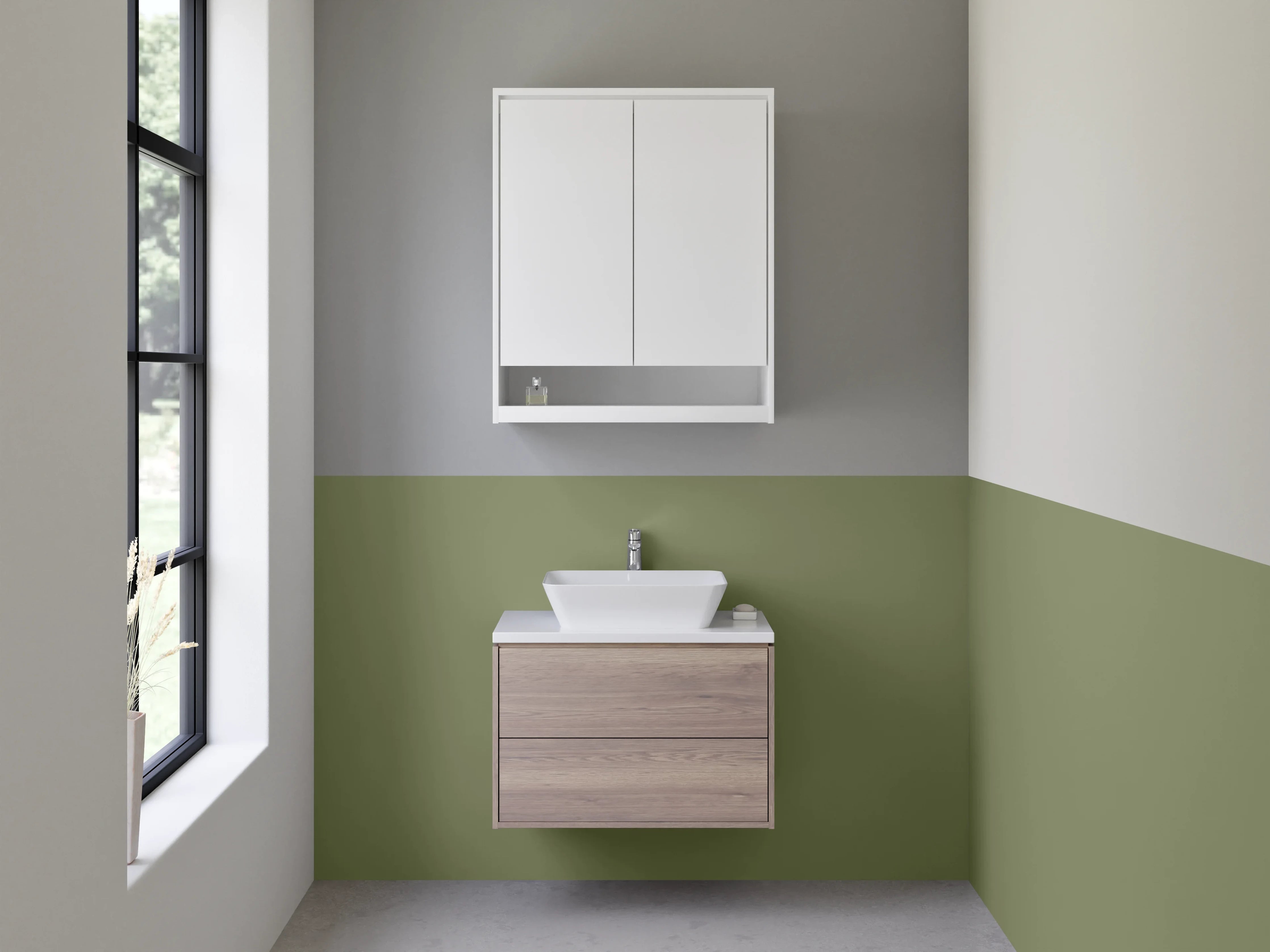 Waschbecken-Rückwand - Nebelhauch auf weißen Flächen