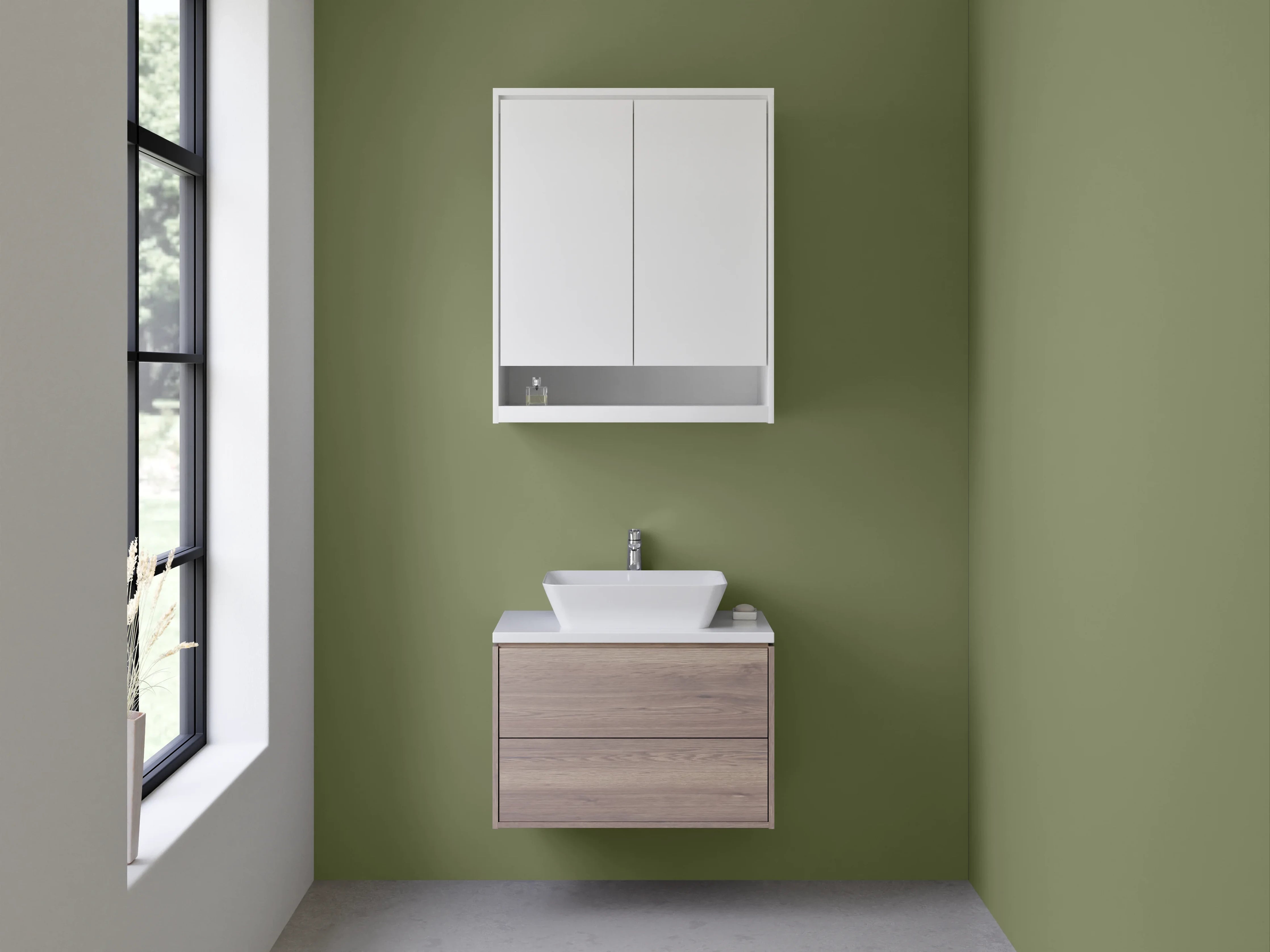 Waschbecken-Rückwand - Nebelhauch auf weißen Flächen