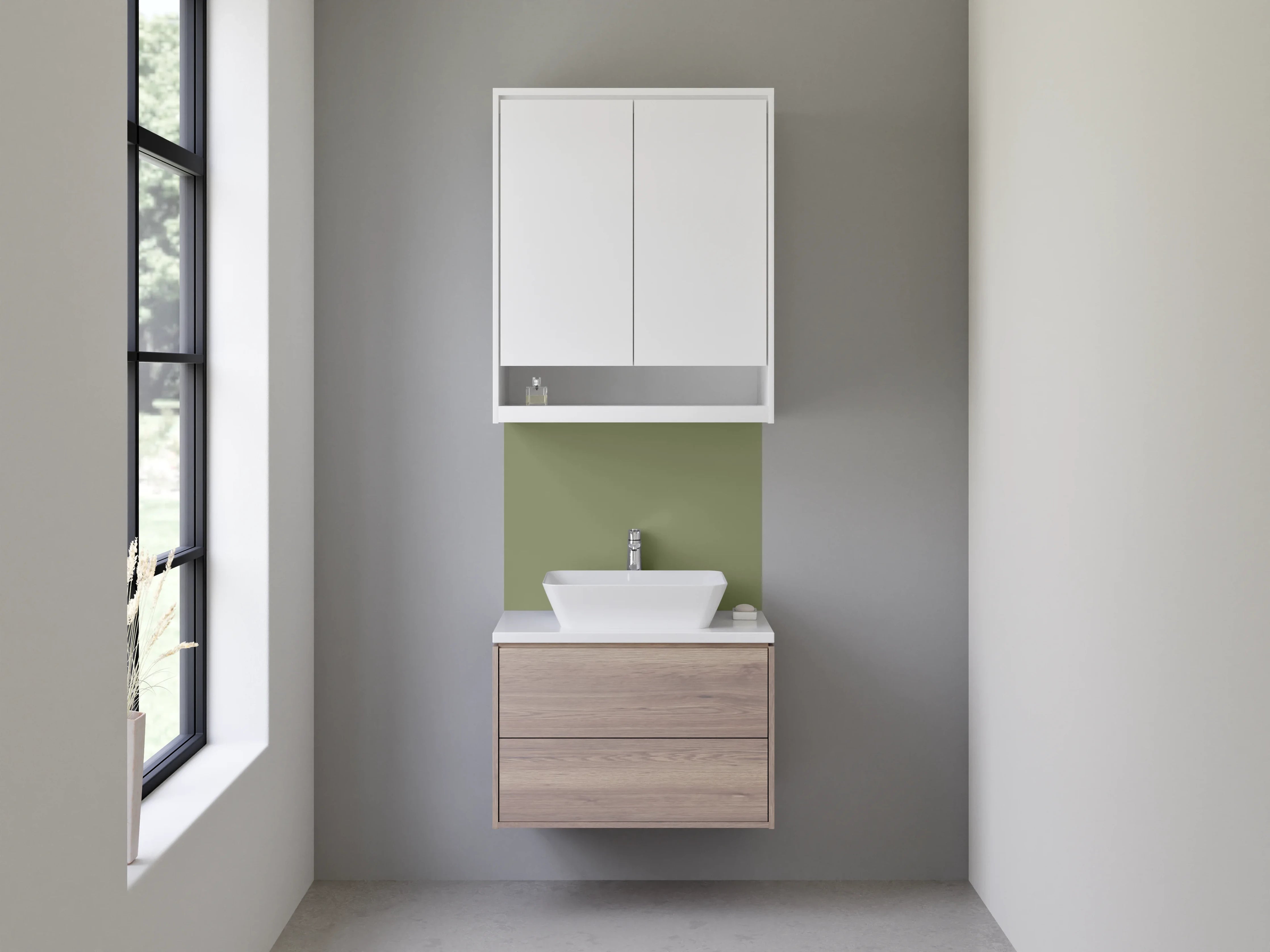 Waschbecken-Rückwand - Nebelhauch auf weißen Flächen