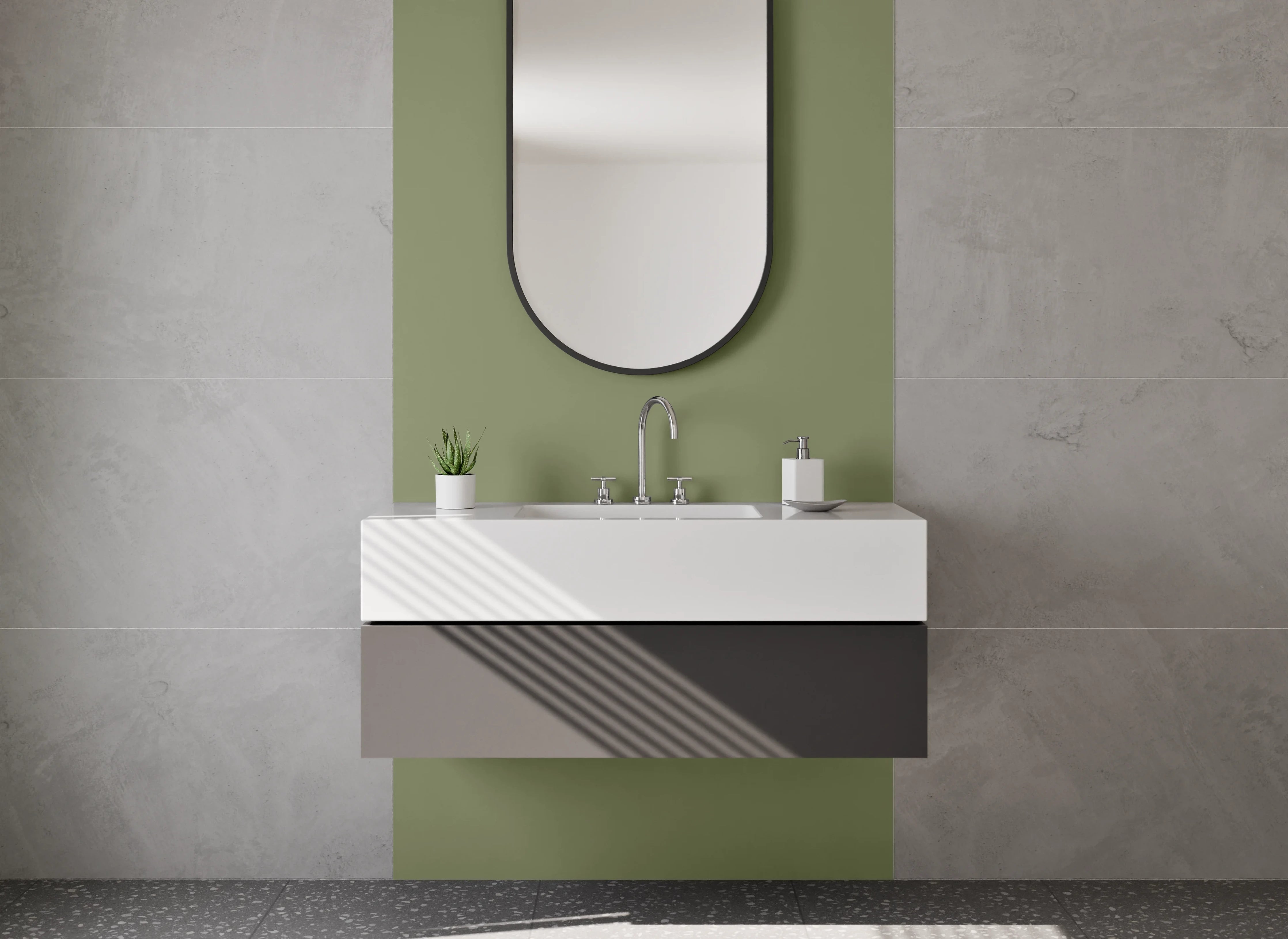 Waschbecken-Rückwand - Nebelhauch auf weißen Flächen