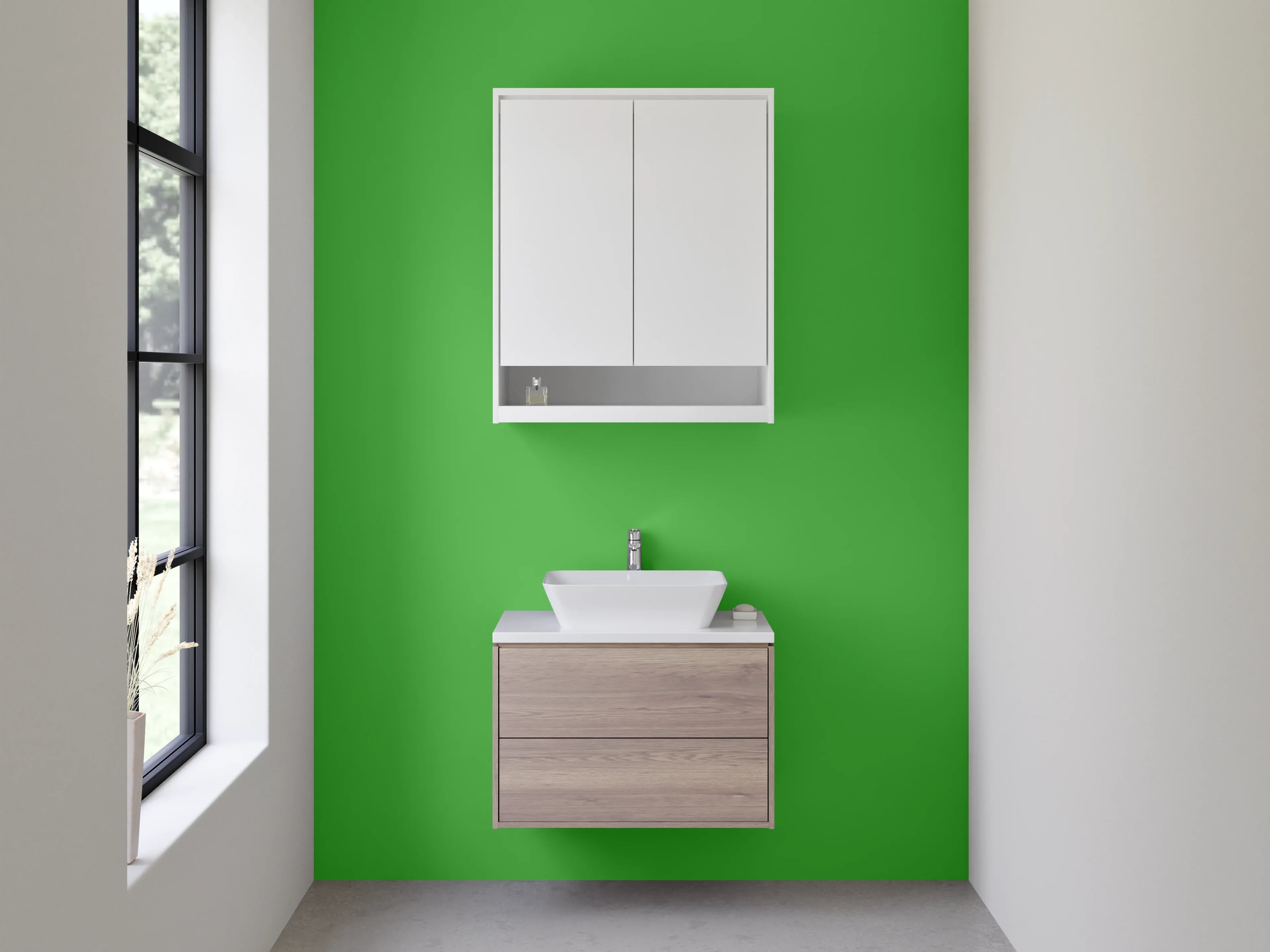 Waschbecken-Rückwand - Nebelschimmer auf Lindgrün