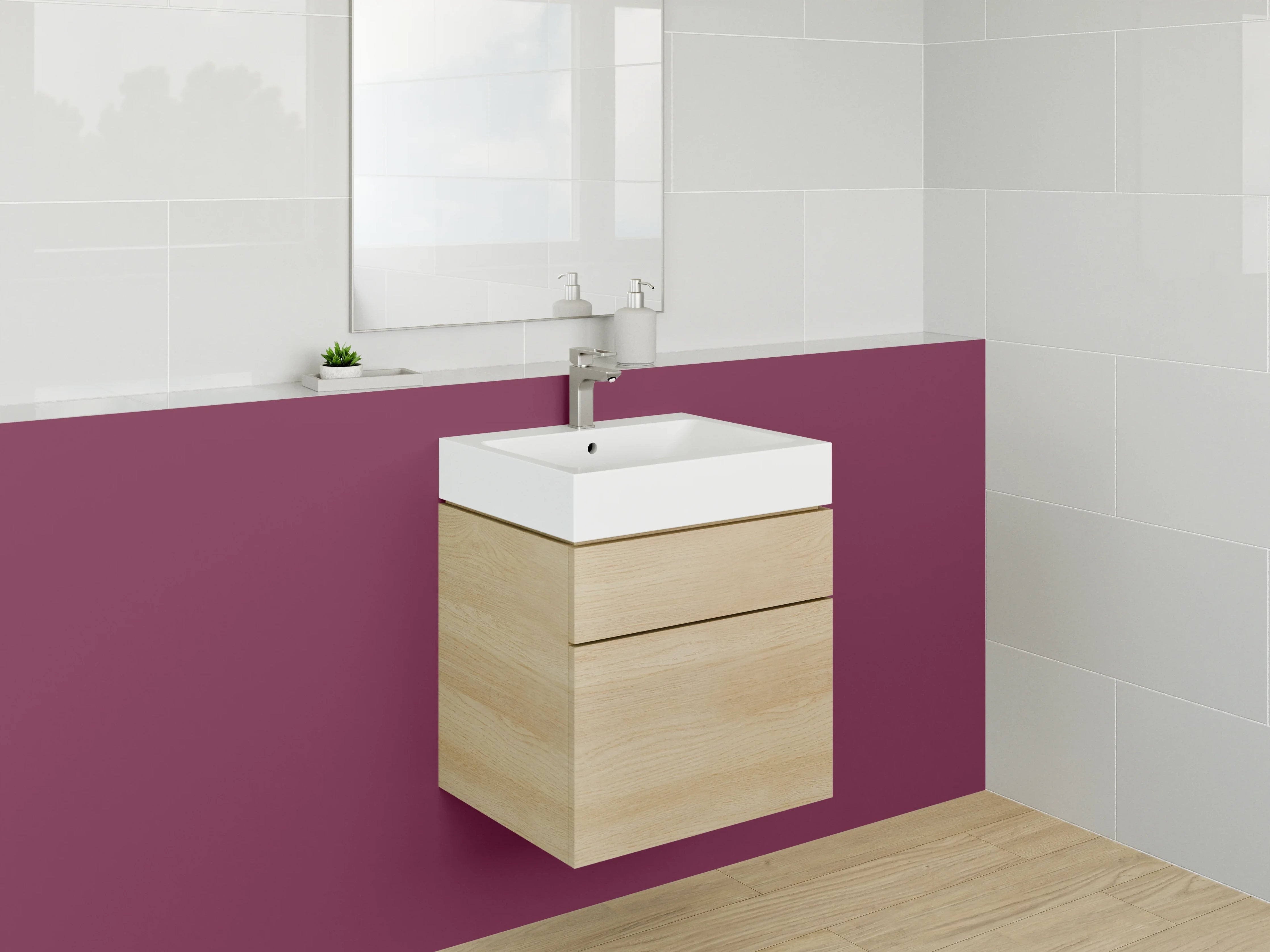 Waschbecken-Rückwand - Nebelschimmer auf weißem Bordeaux