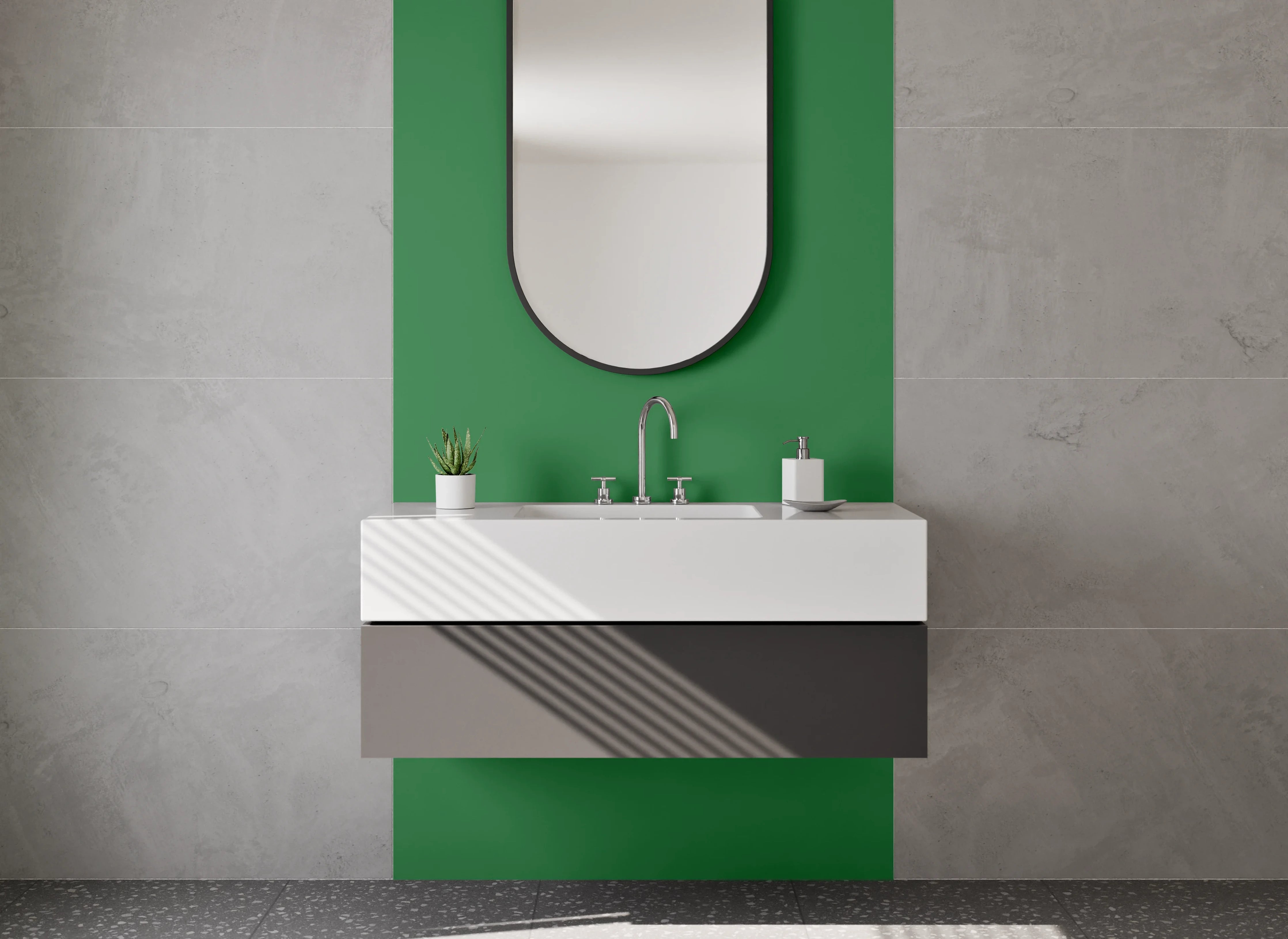 Waschbecken-Rückwand - Nebelschimmer auf weißen Formen