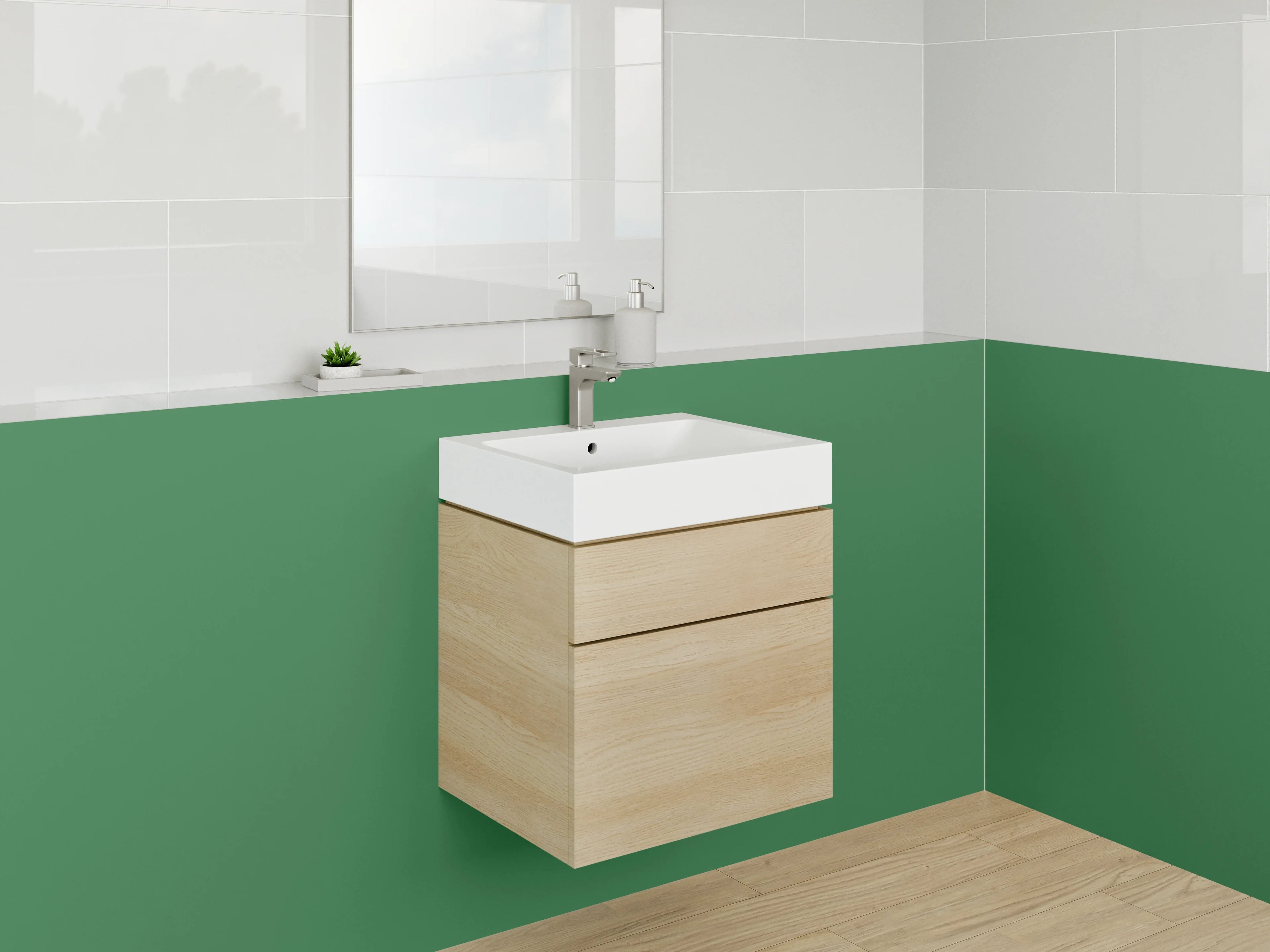 Waschbecken-Rückwand - Nebelschimmer auf weißen Formen