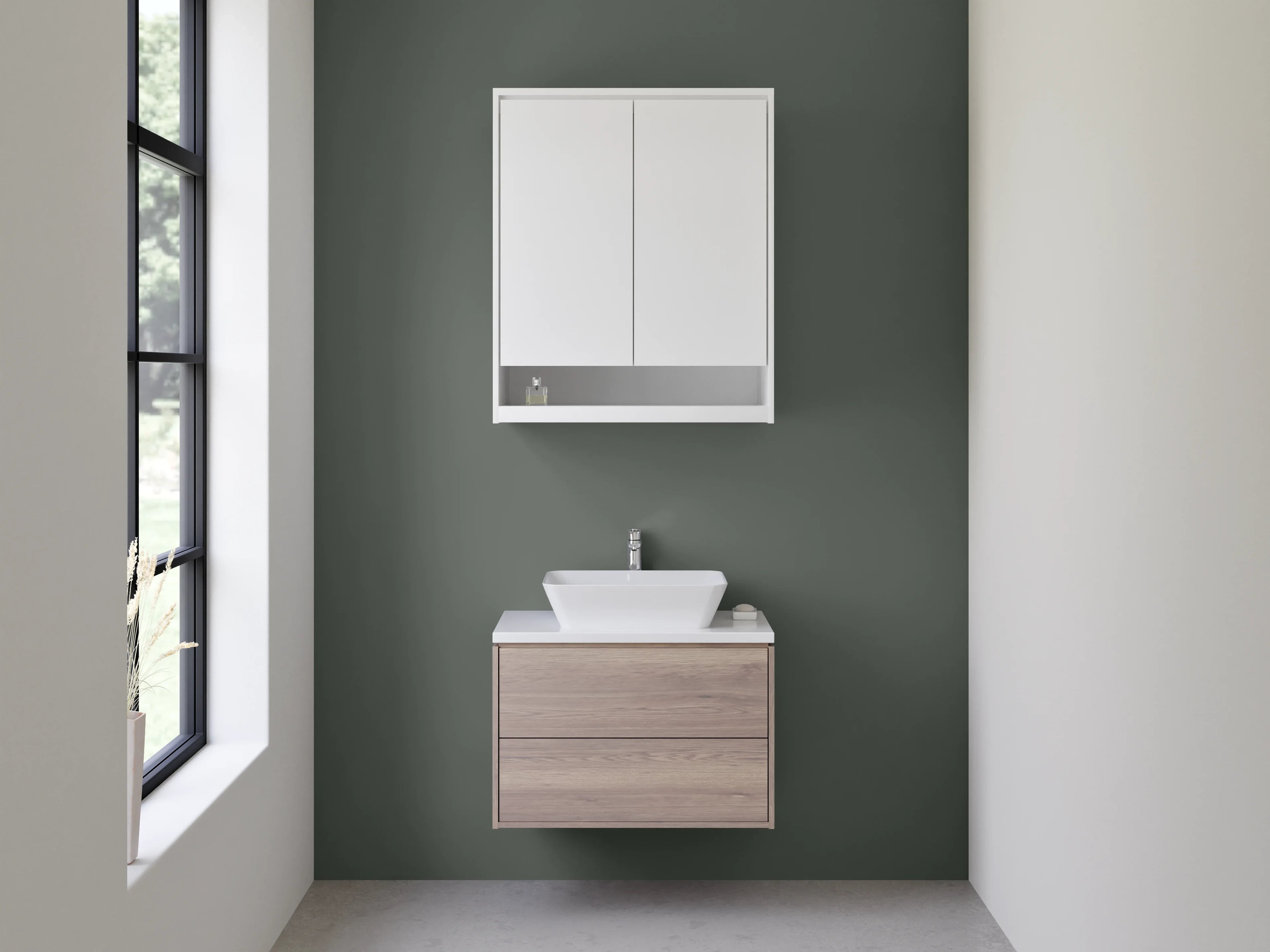 Waschbecken-Rückwand - Nebelschimmer auf weißer Leinwand