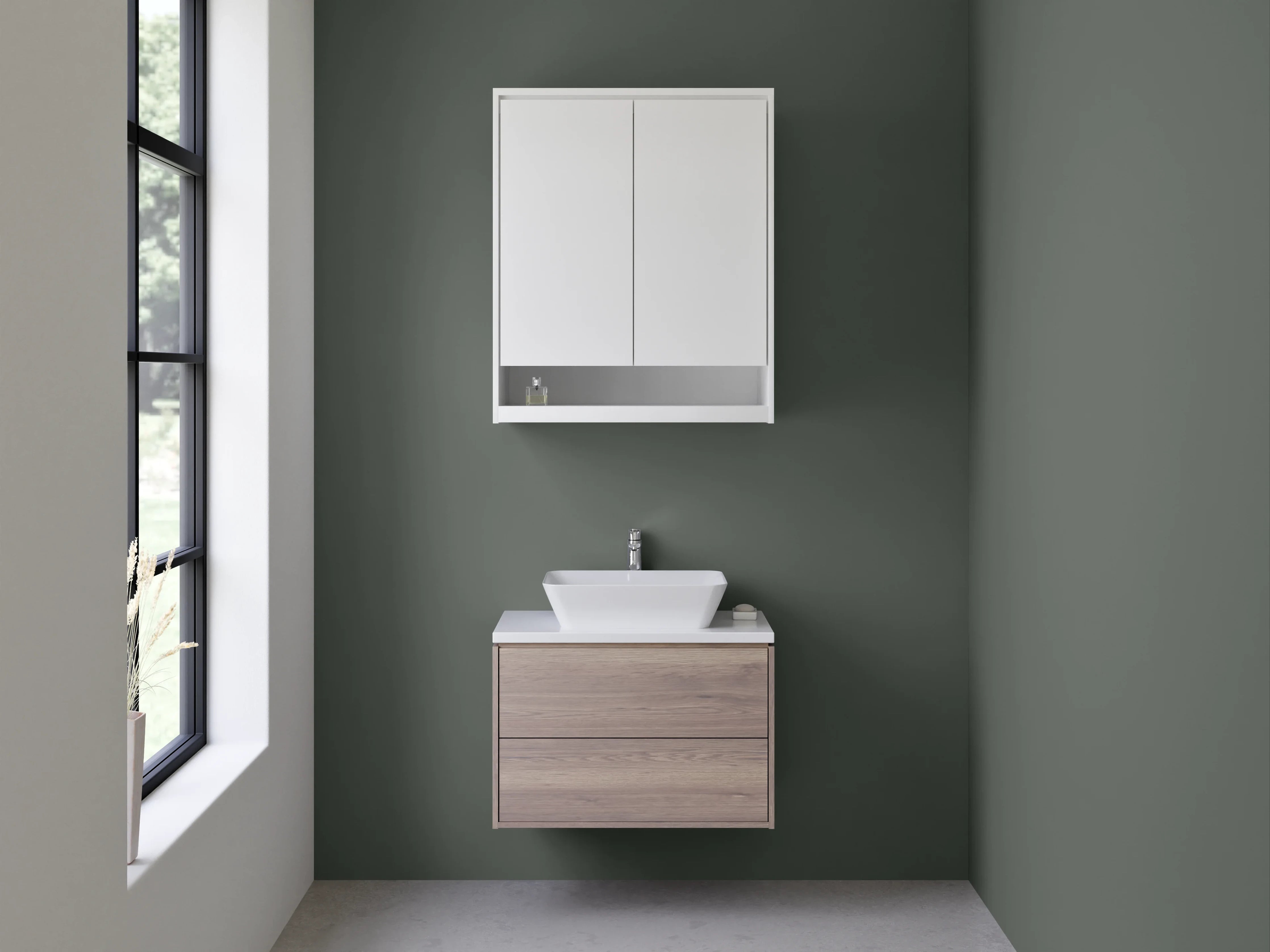 Waschbecken-Rückwand - Nebelschimmer auf weißer Leinwand