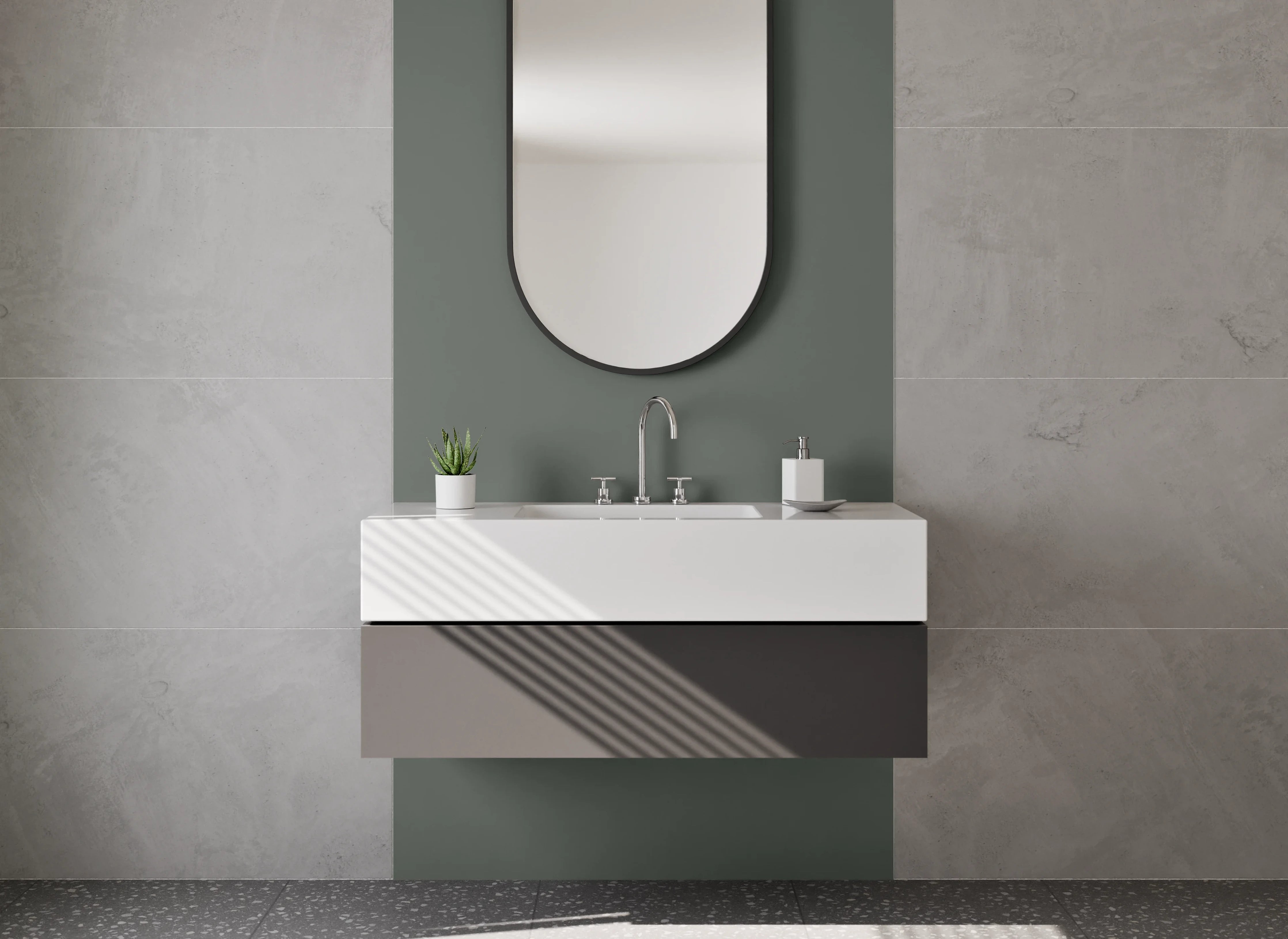 Waschbecken-Rückwand - Nebelschimmer auf weißer Leinwand