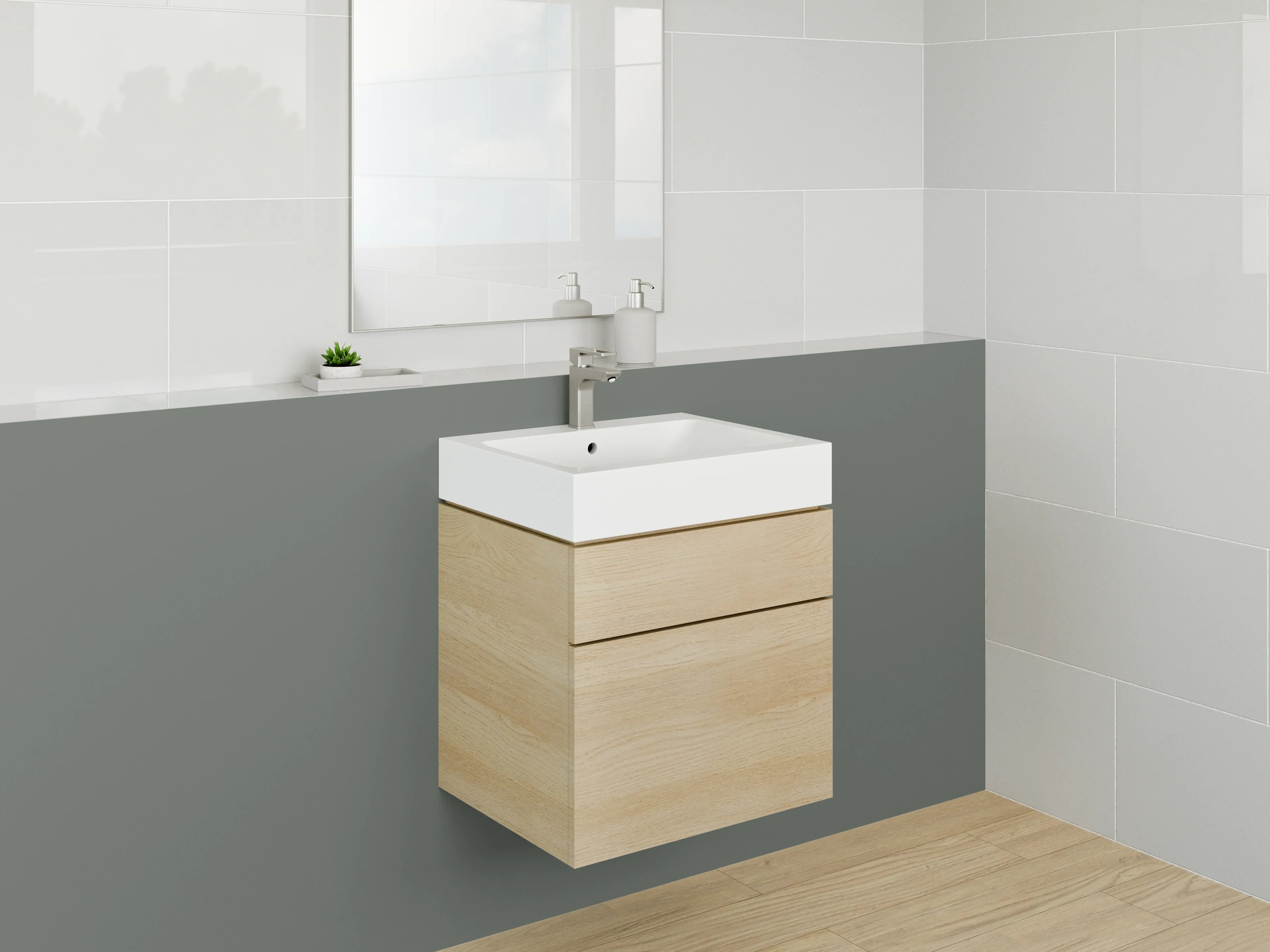 Waschbecken-Rückwand - Nebelschimmer auf weißer Leinwand