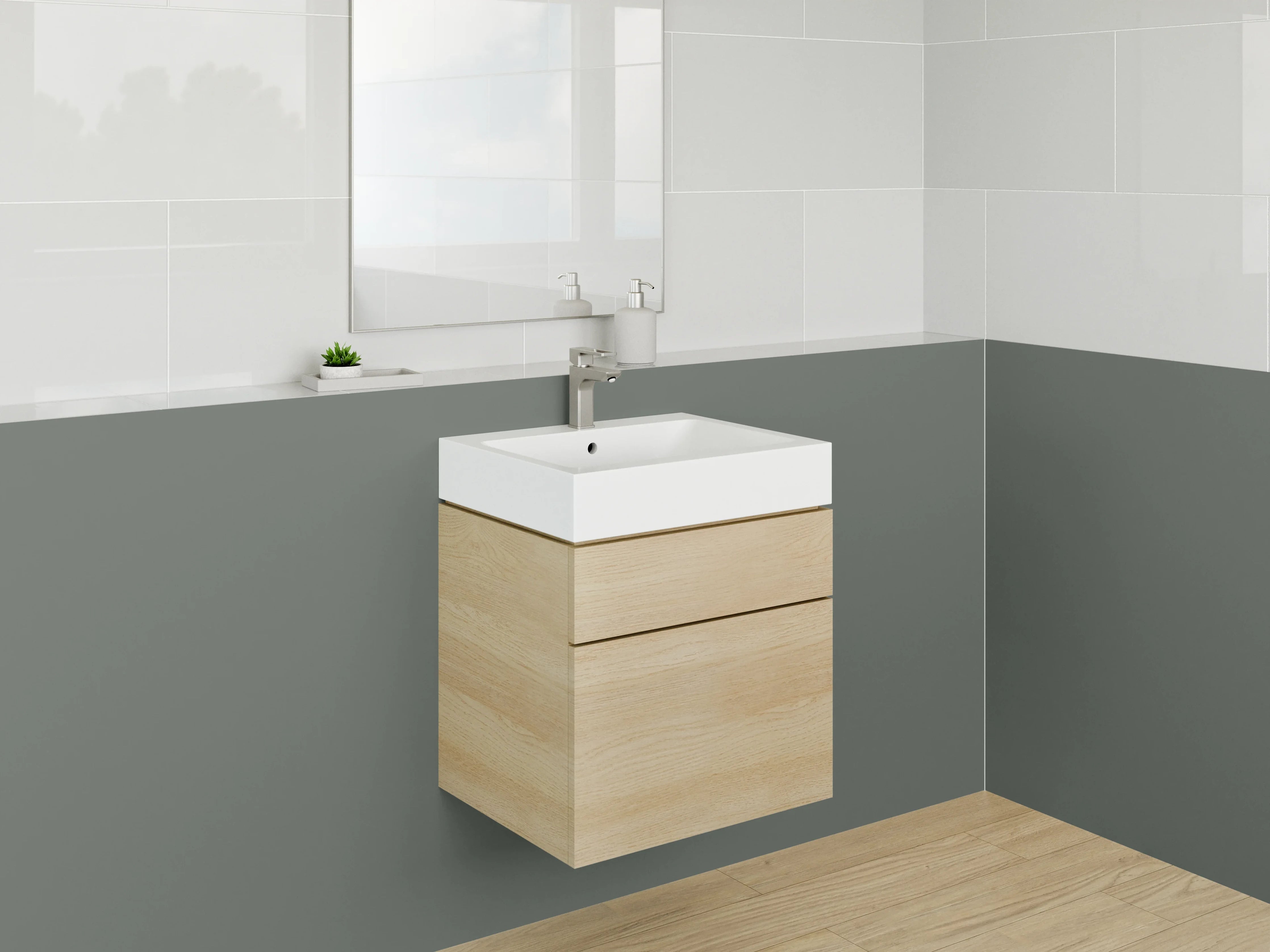 Waschbecken-Rückwand - Nebelschimmer auf weißer Leinwand