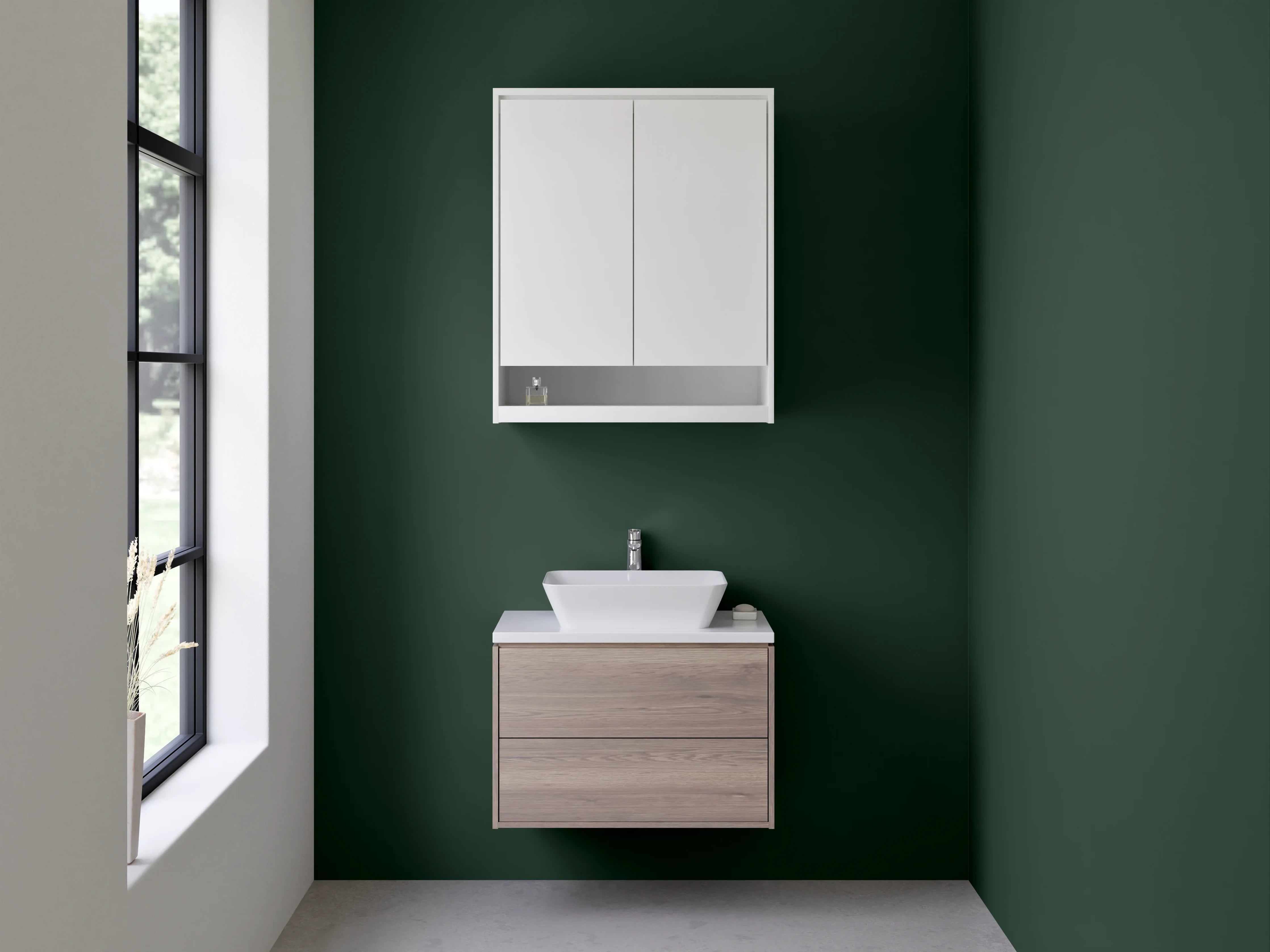 Waschbecken-Rückwand - Nebelschimmer im Weißgrün