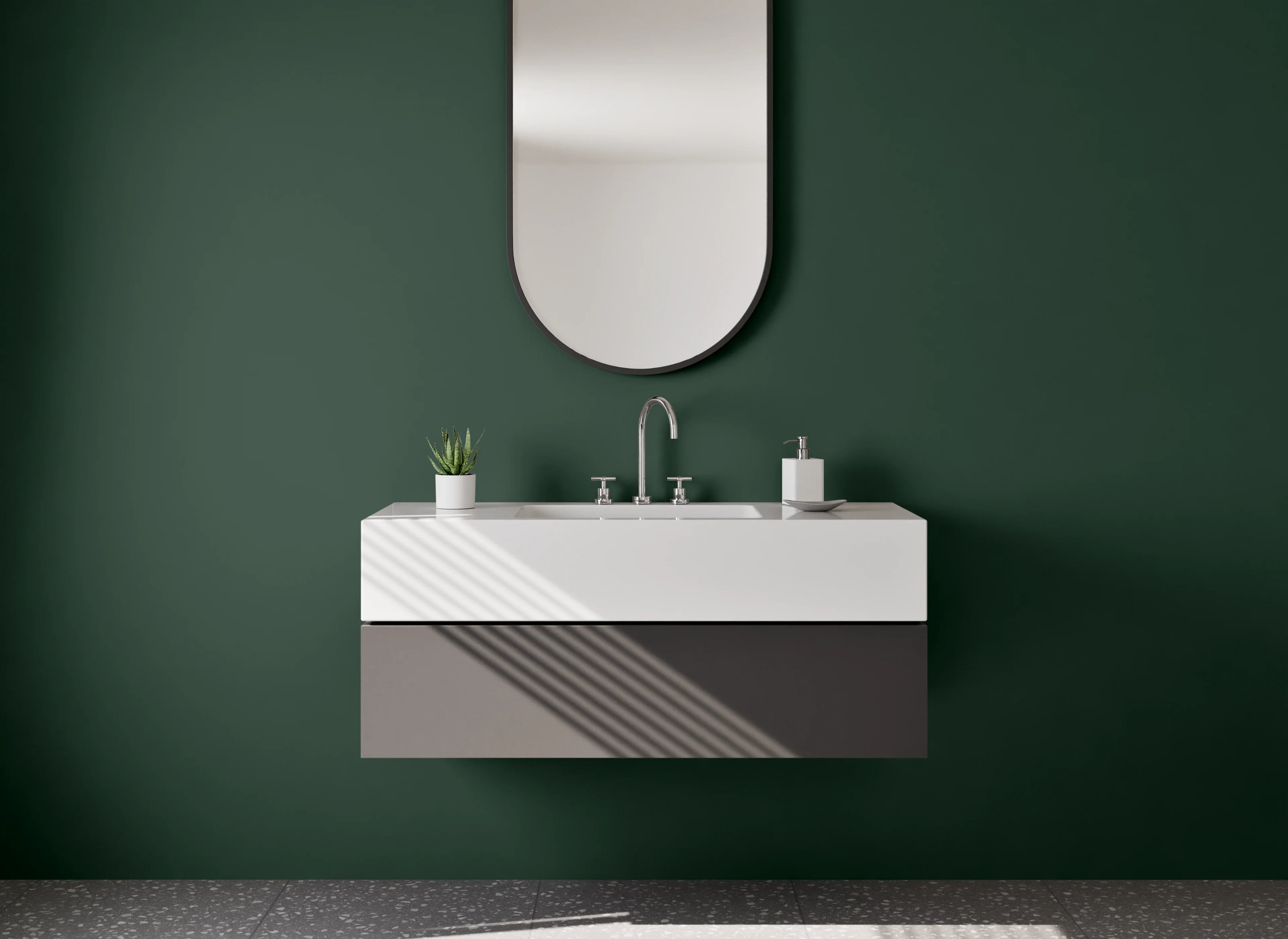 Waschbecken-Rückwand - Nebelschimmer im Weißgrün