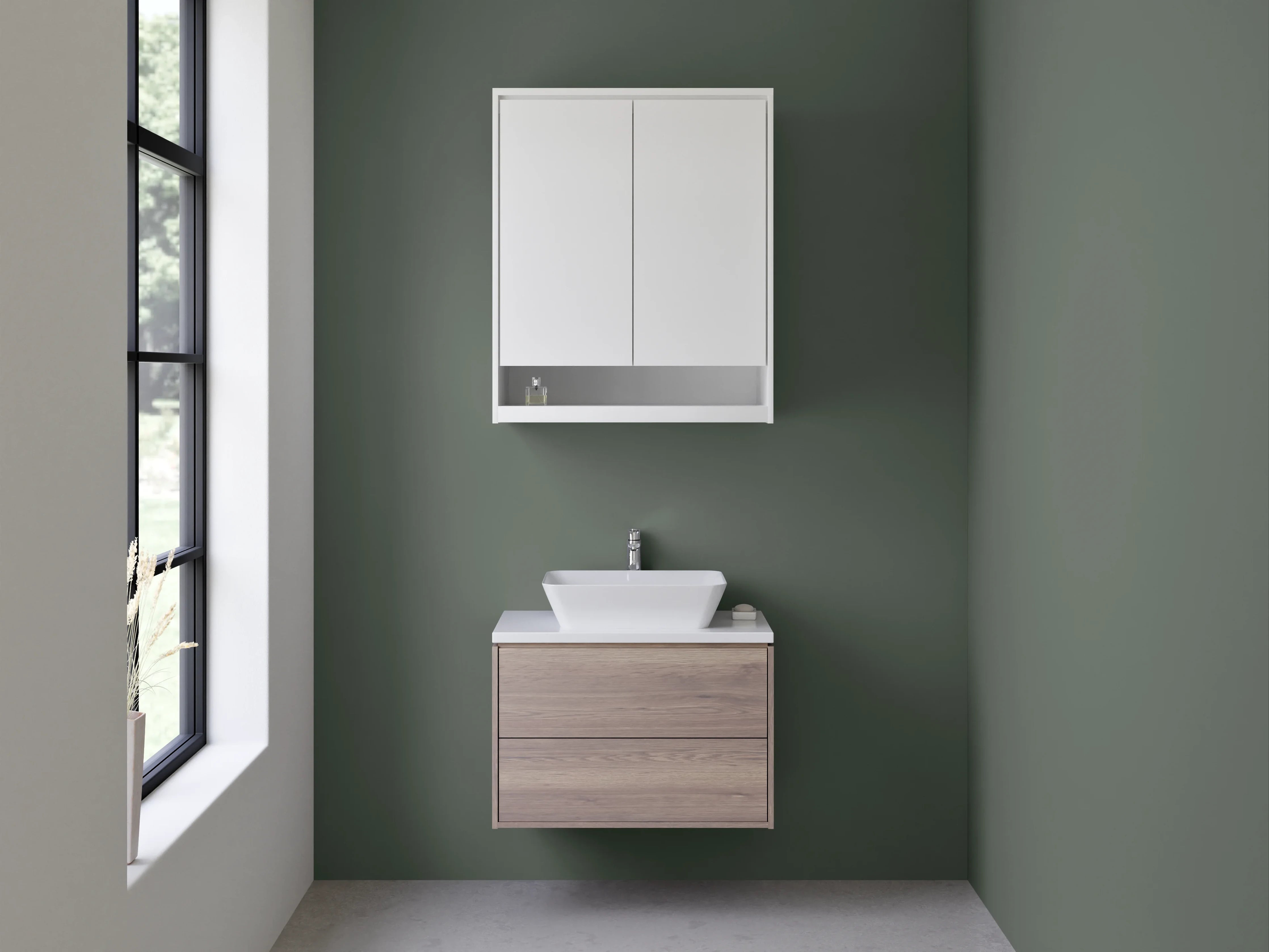 Waschbecken-Rückwand - Nebelschleier auf Weißstrukturen