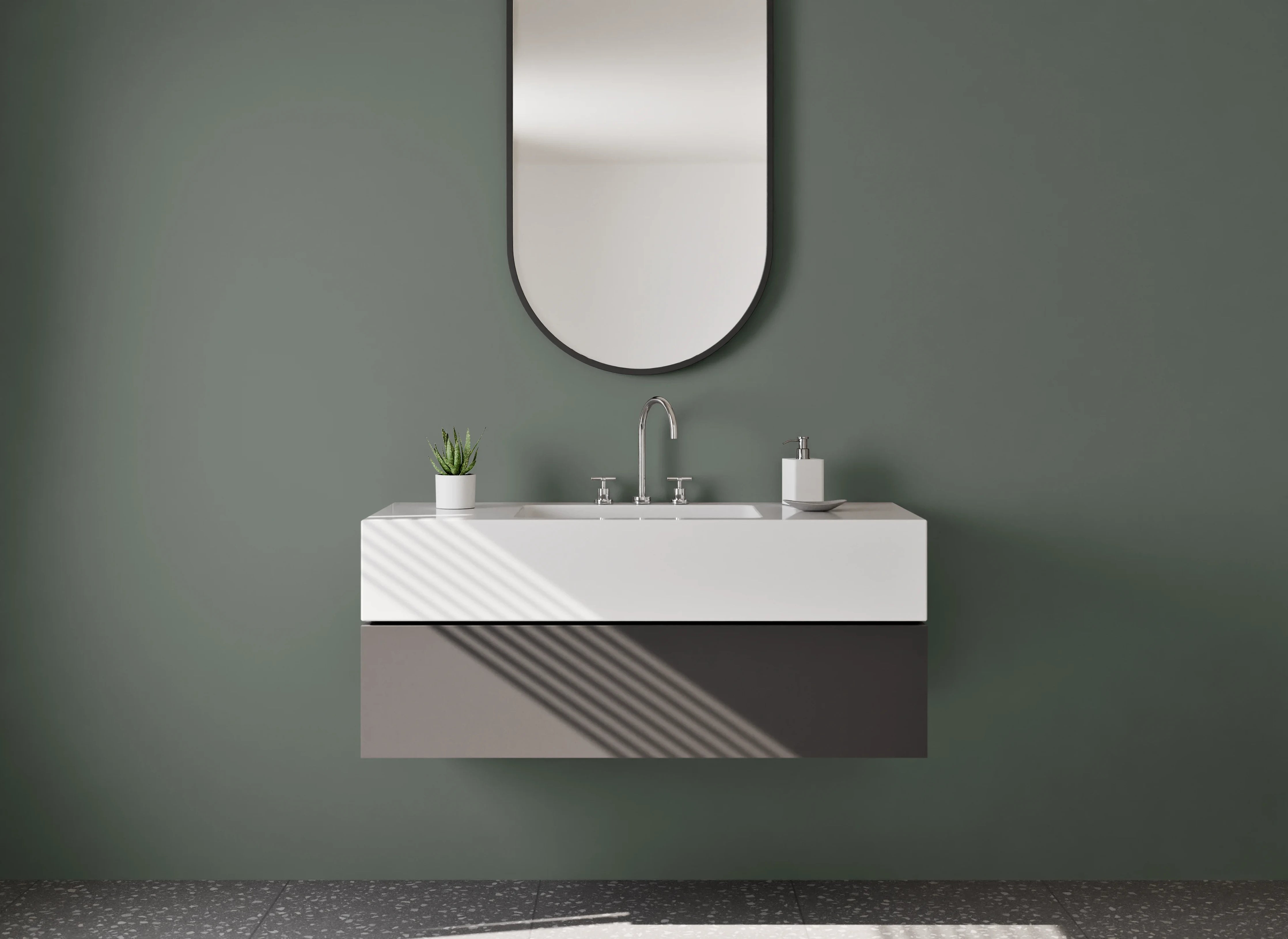 Waschbecken-Rückwand - Nebelschleier auf Weißstrukturen