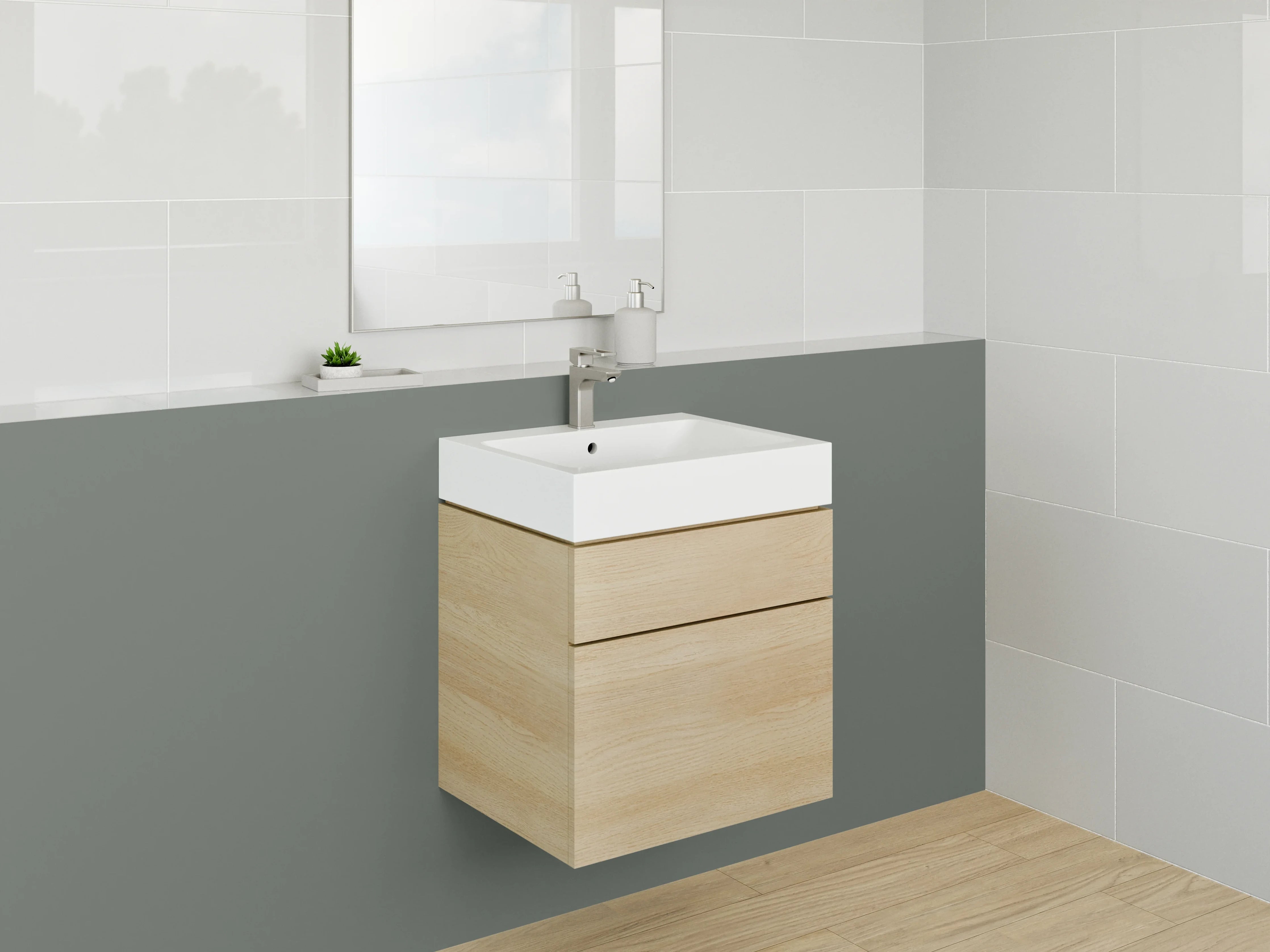 Waschbecken-Rückwand - Nebelschleier auf Weißstrukturen