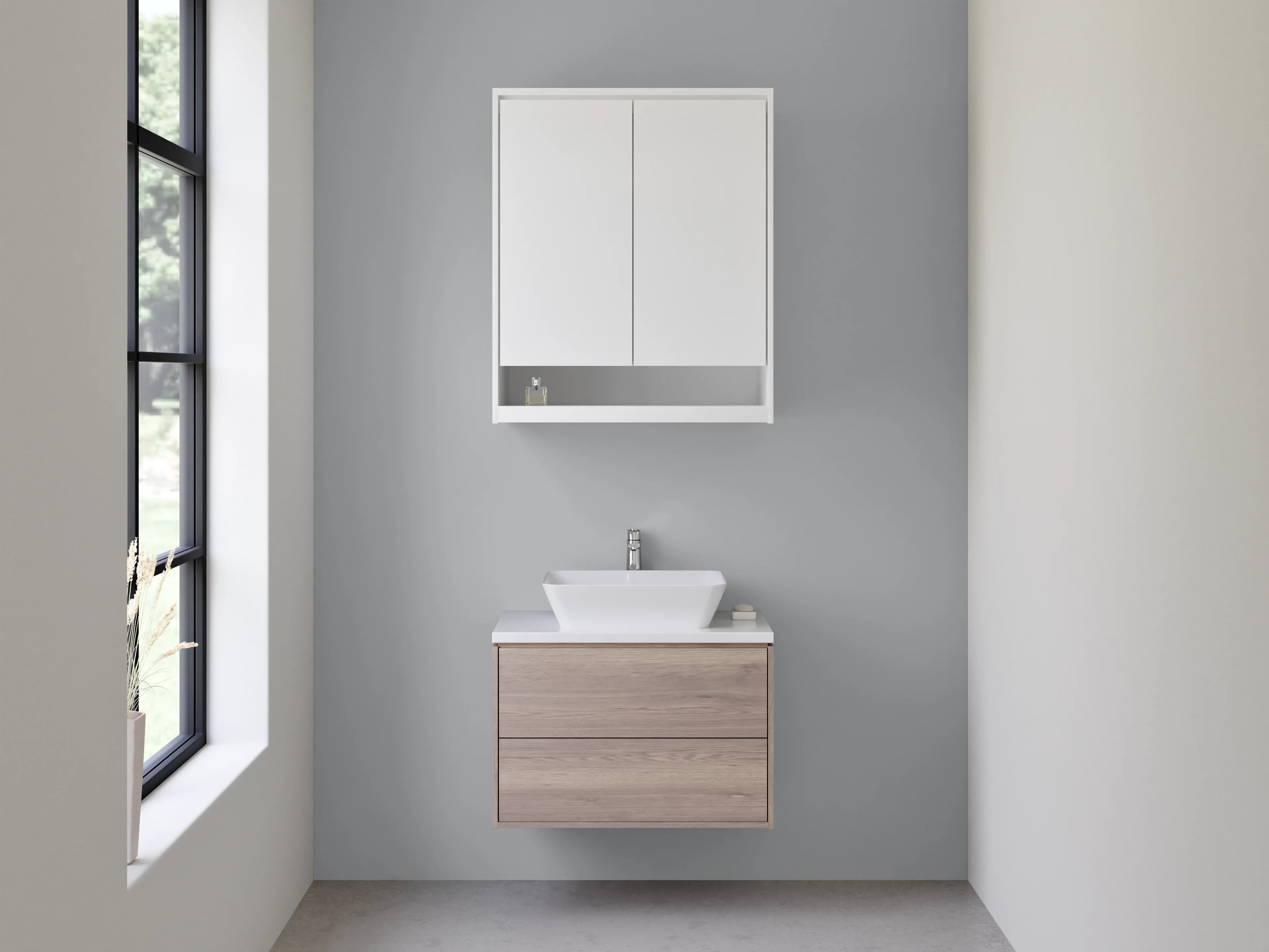 Waschbecken-Rückwand - Nebelschleier im Wintergrau