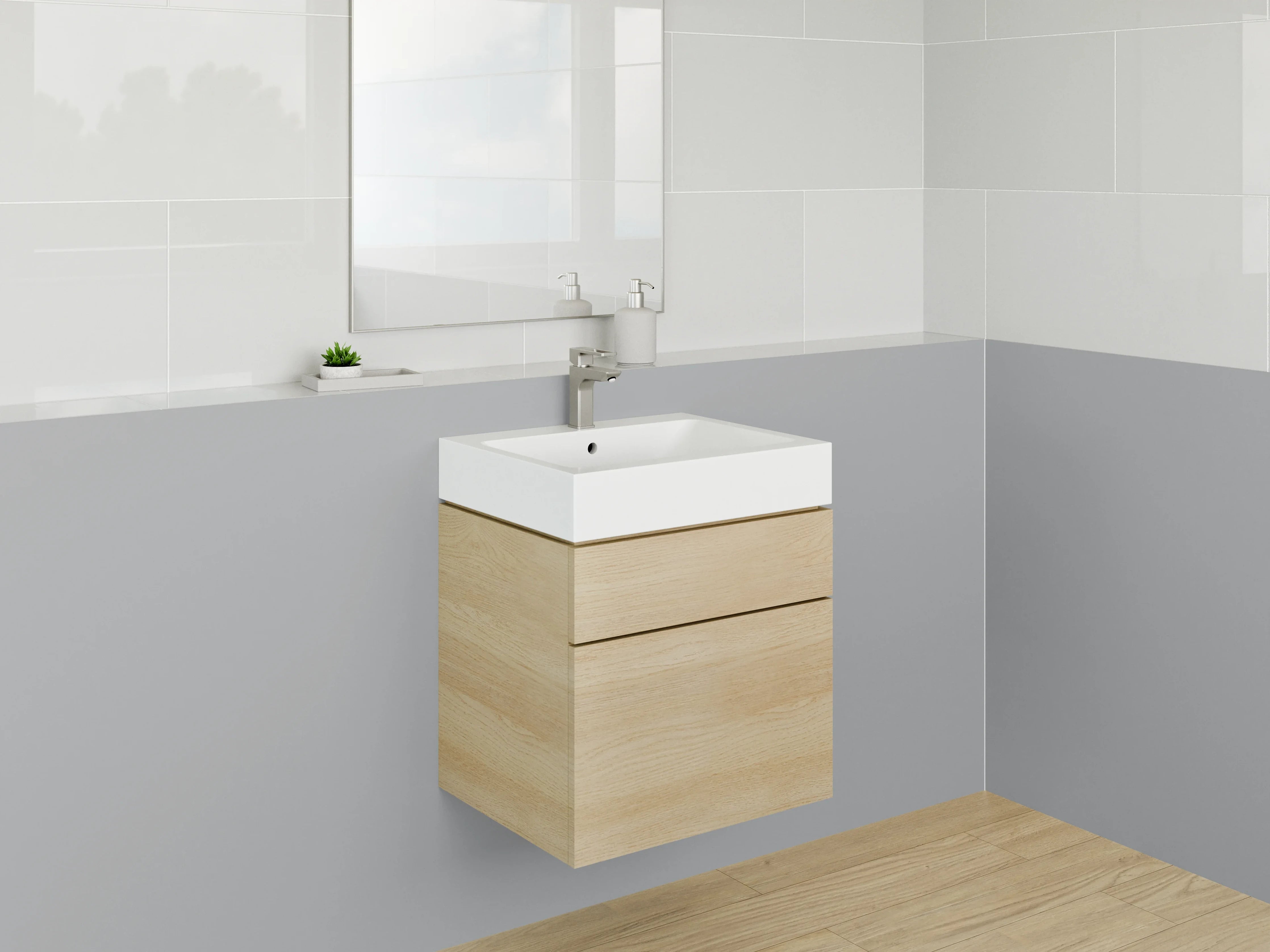 Waschbecken-Rückwand - Nebelschleier im Wintergrau