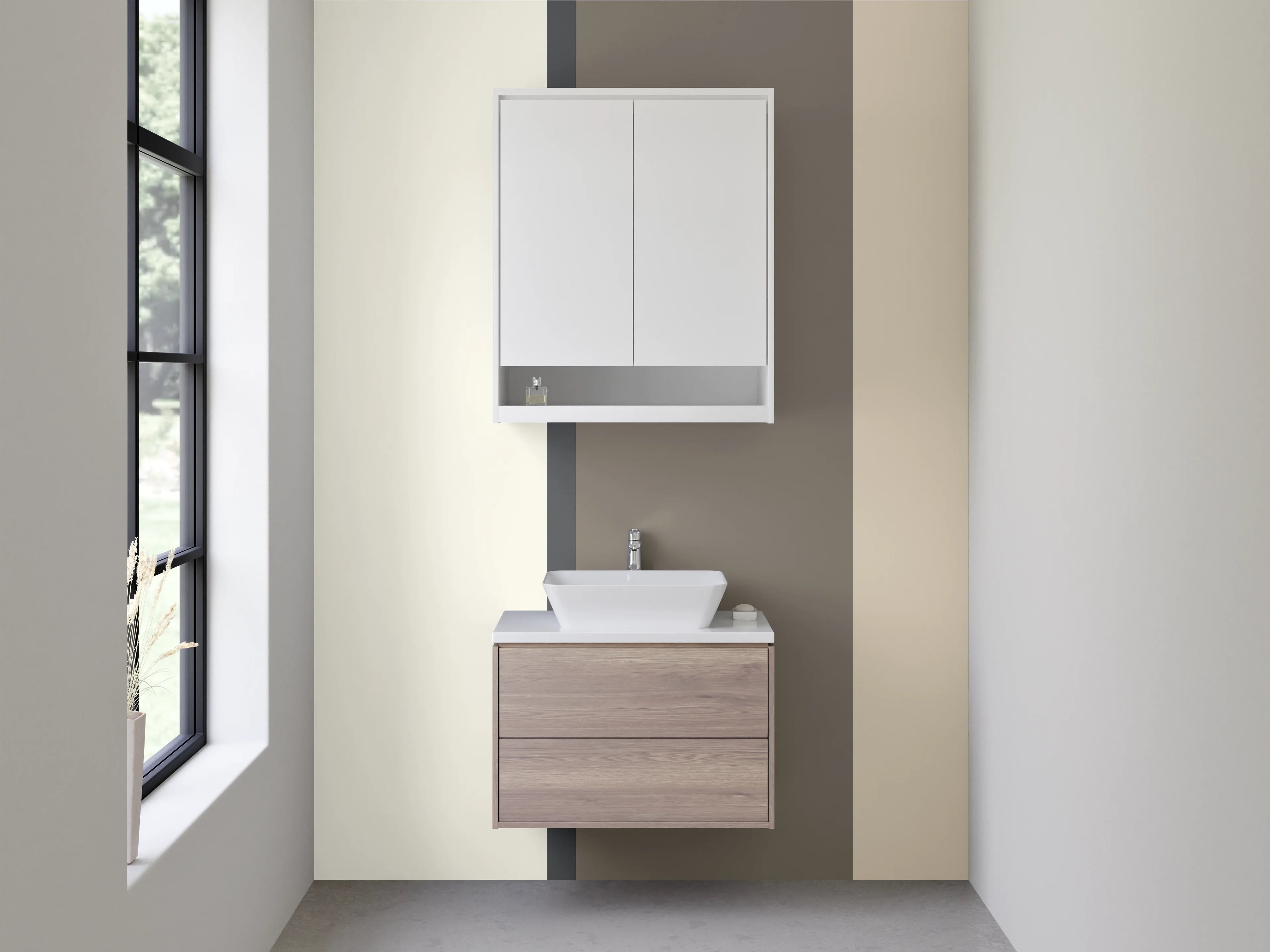 Waschbecken-Rückwand - Neutrale Farbpalette in Erdtönen