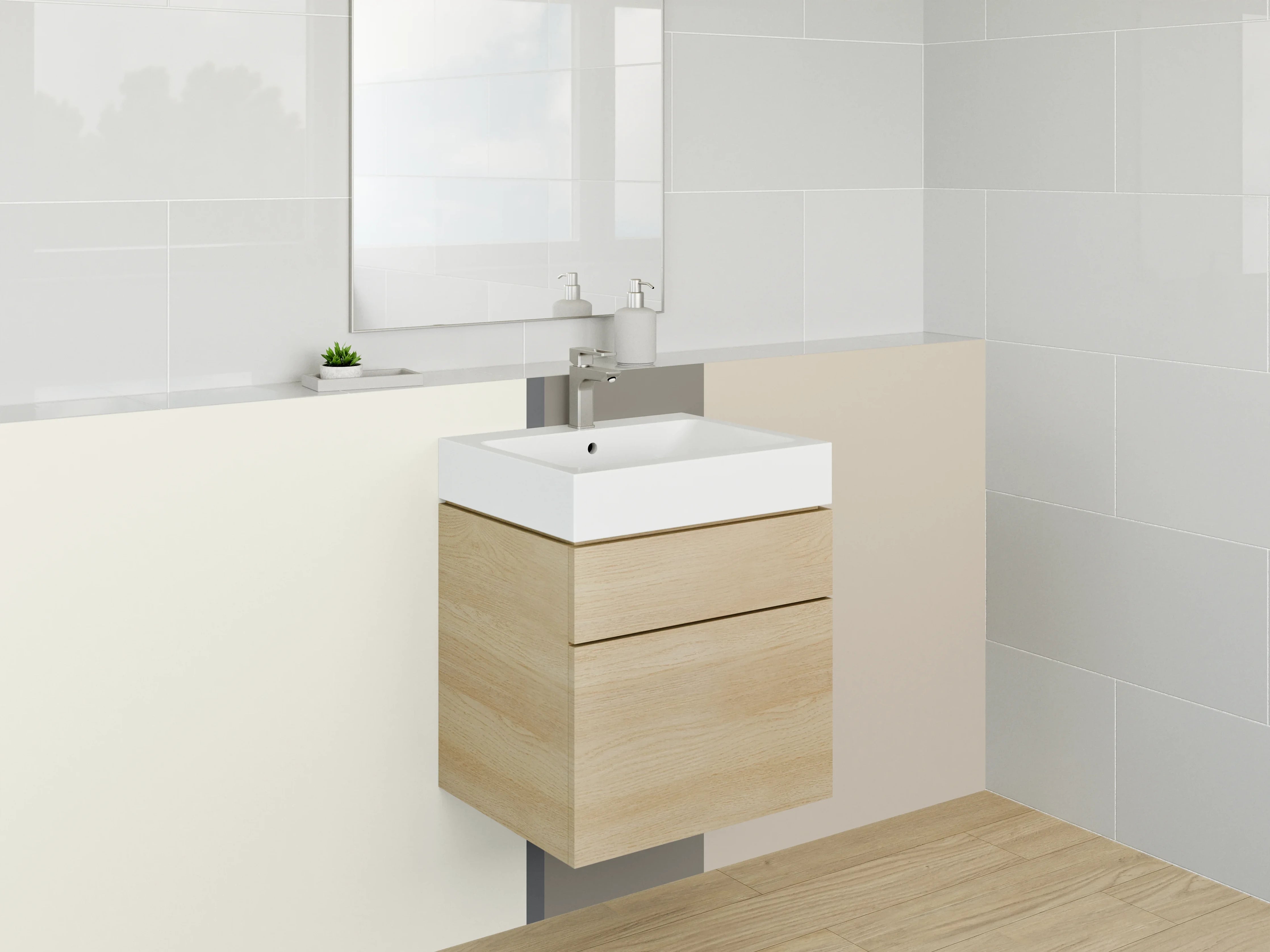 Waschbecken-Rückwand - Neutrale Farbpalette in Erdtönen