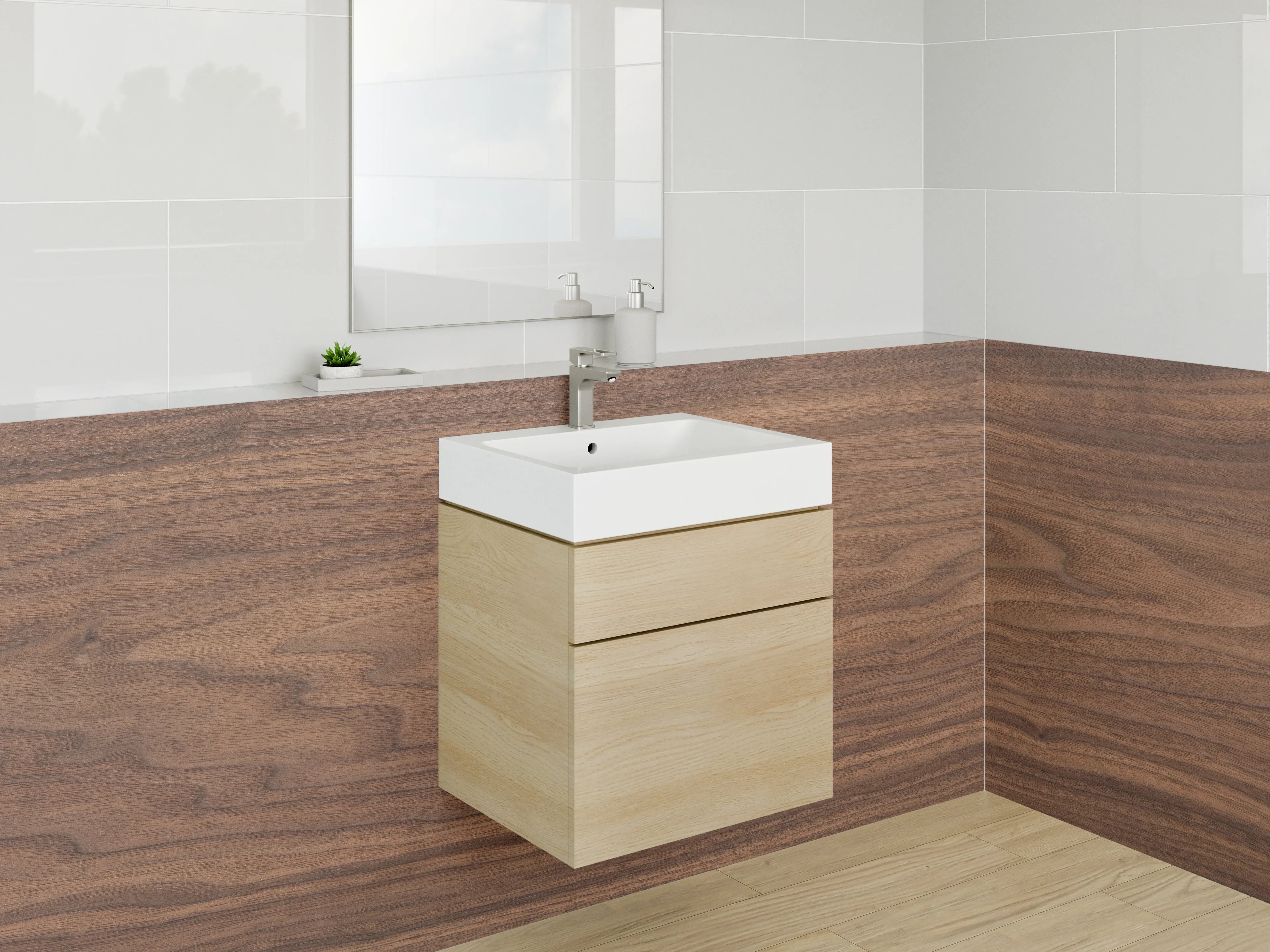 Waschbecken-Rückwand - Nussbaum Holzoptik Design