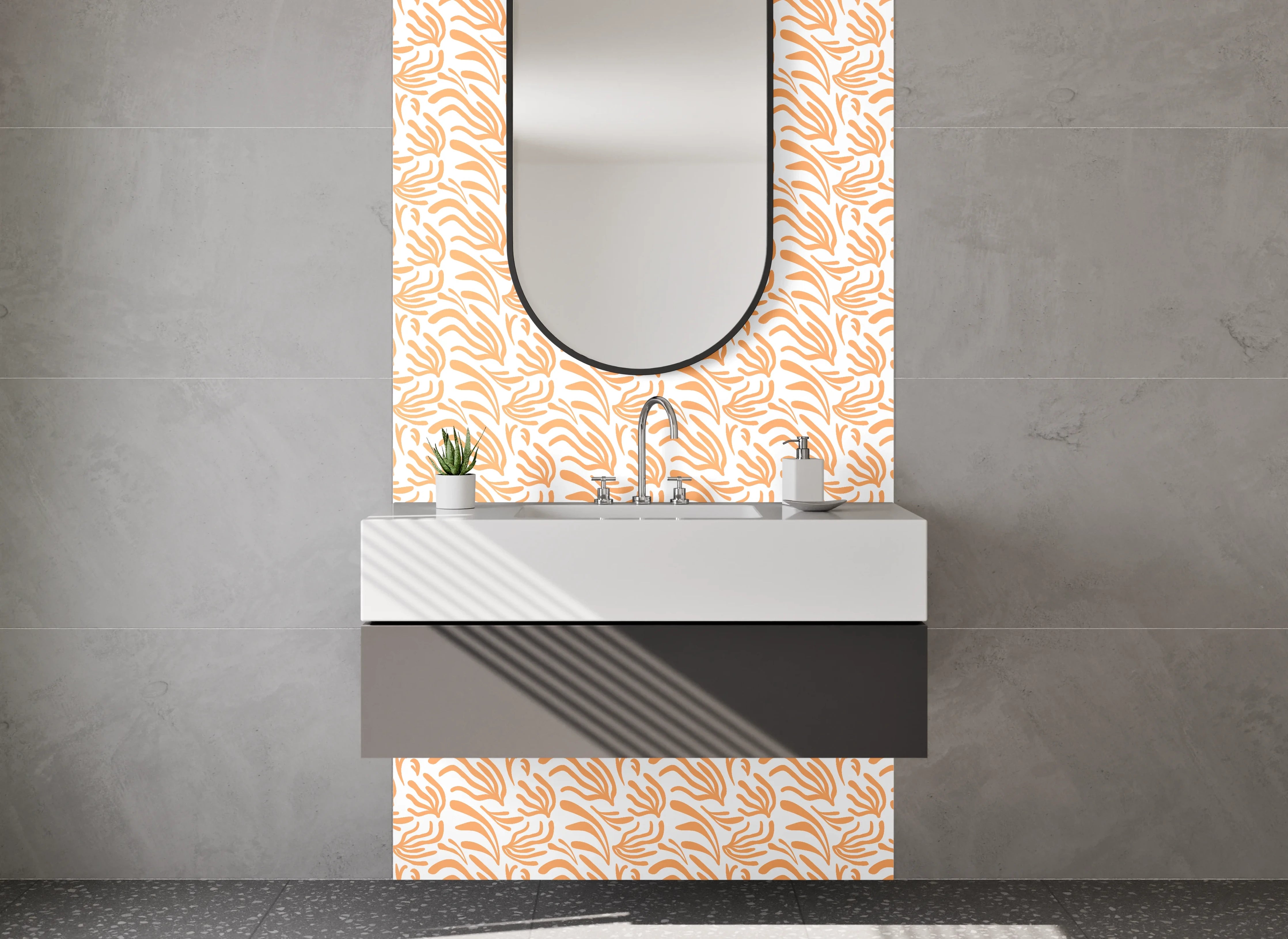 Waschbecken-Rückwand - Orangen Zebra Muster