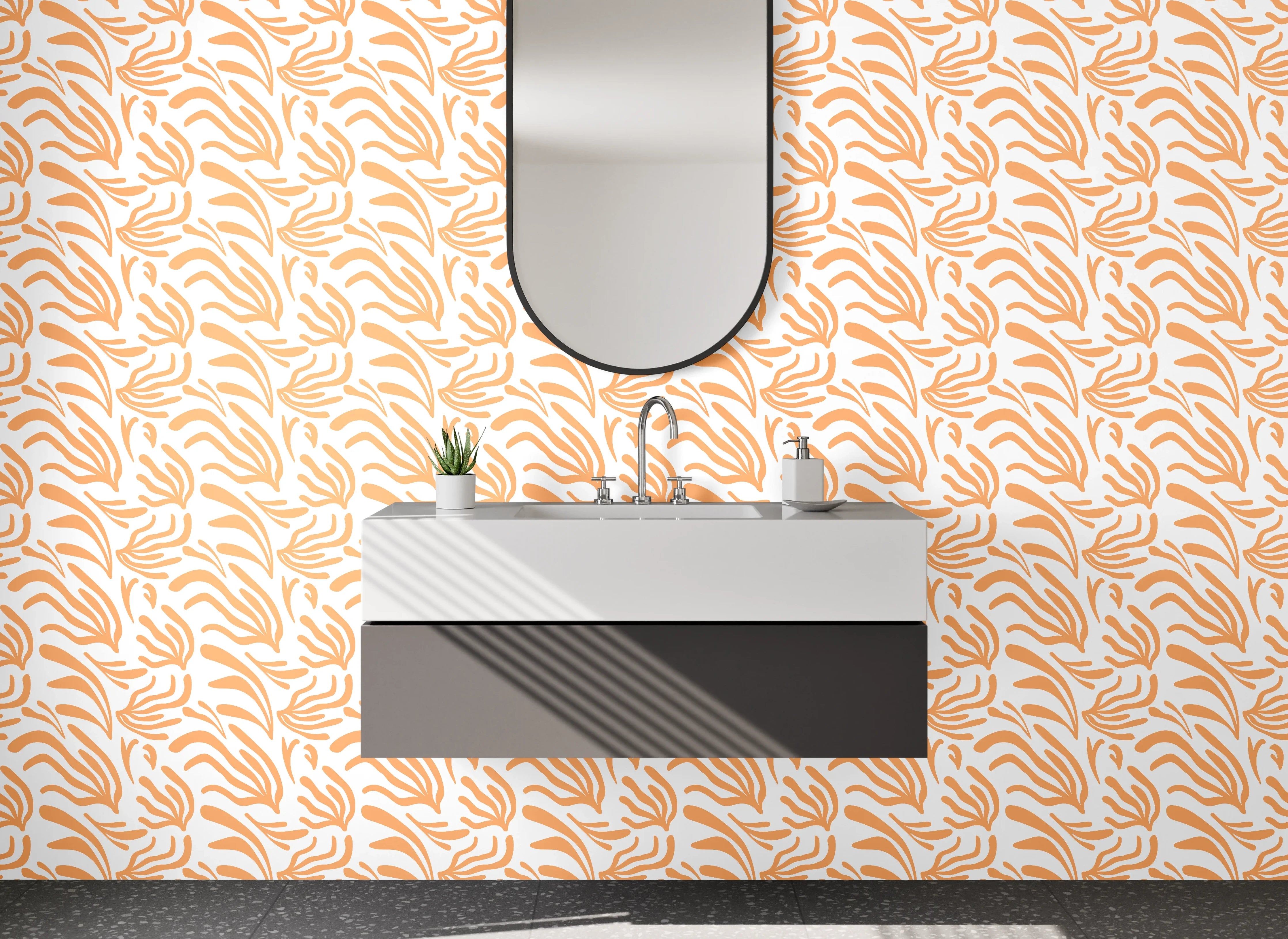 Waschbecken-Rückwand - Orangen Zebra Muster