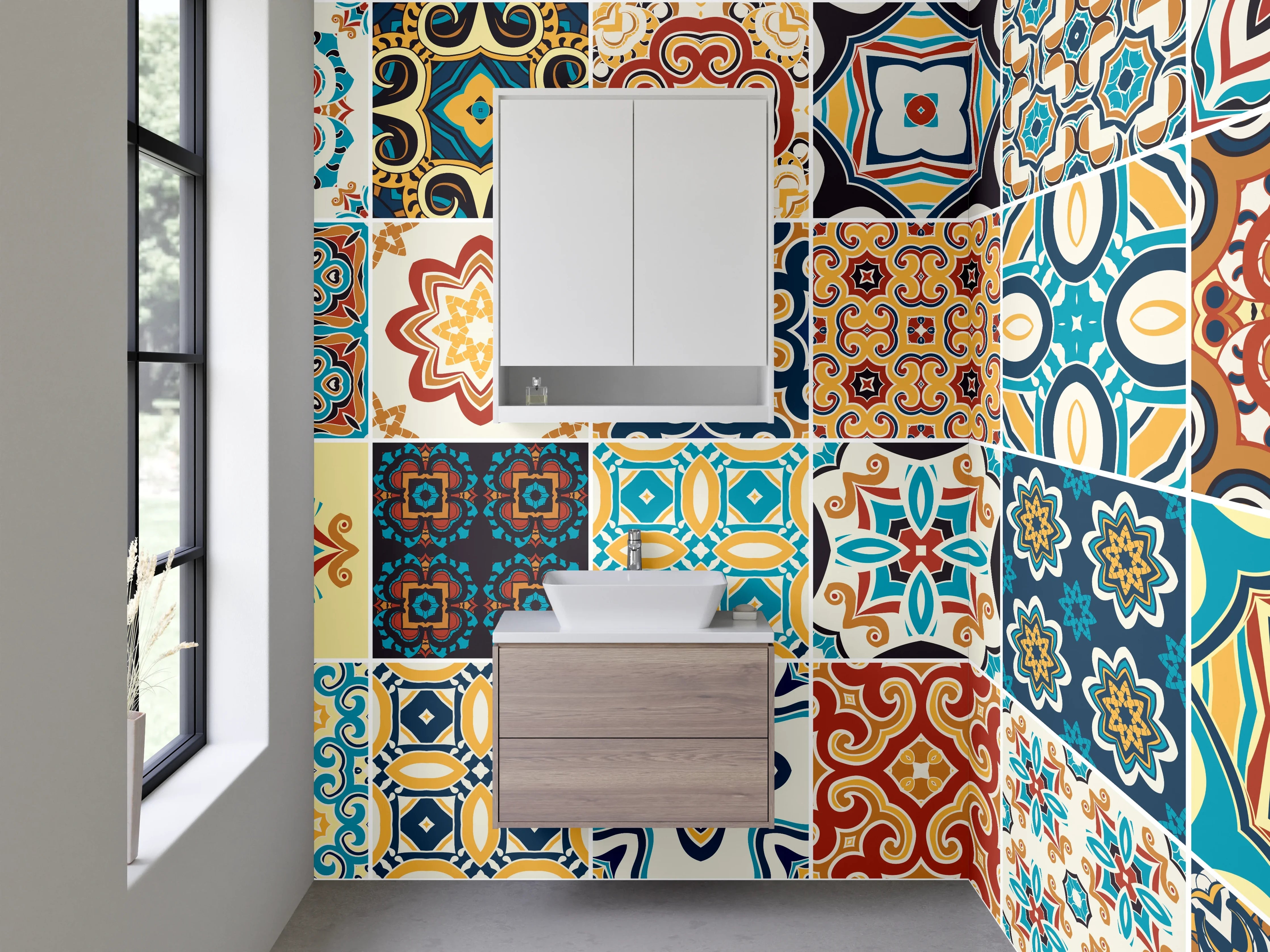 Waschbecken-Rückwand - Orientalische Retro-Mosaikfliesen für Küche & Bad