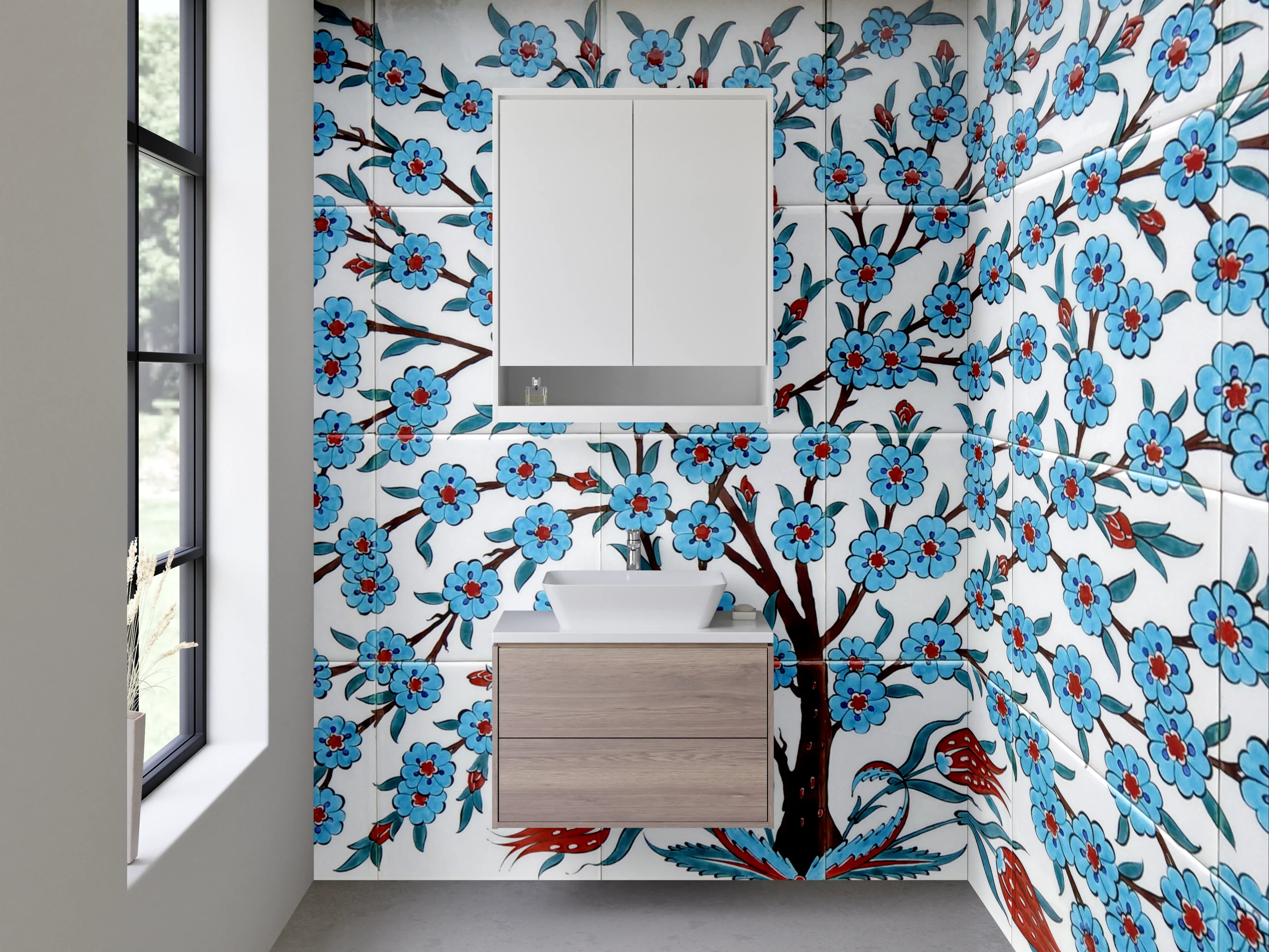 Waschbecken-Rückwand - Orientalischer Baum des Lebens Fliesenmuster