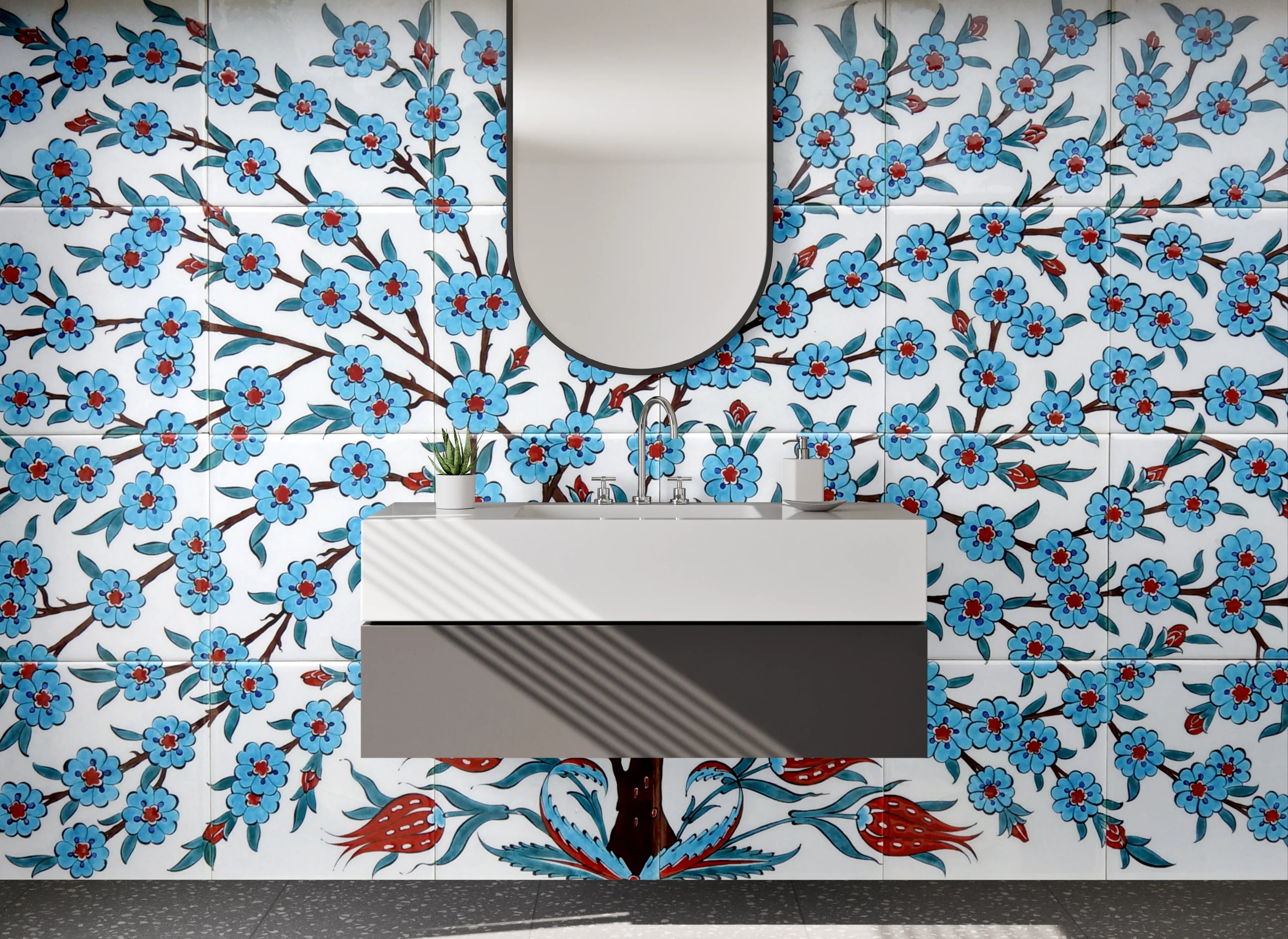 Waschbecken-Rückwand - Orientalischer Baum des Lebens Fliesenmuster