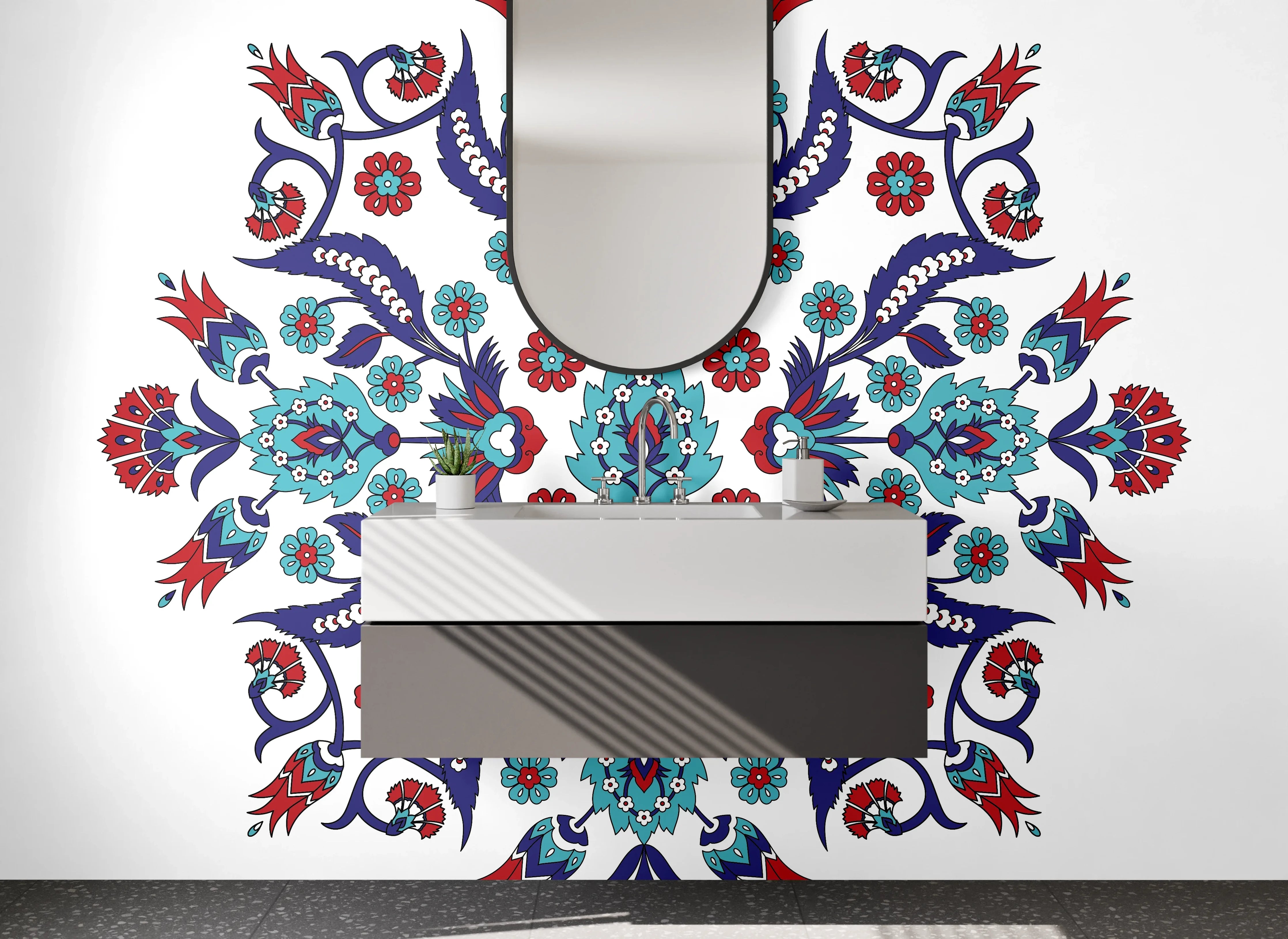 Waschbecken-Rückwand - Orientalisches Blumen-Mandala Ornament