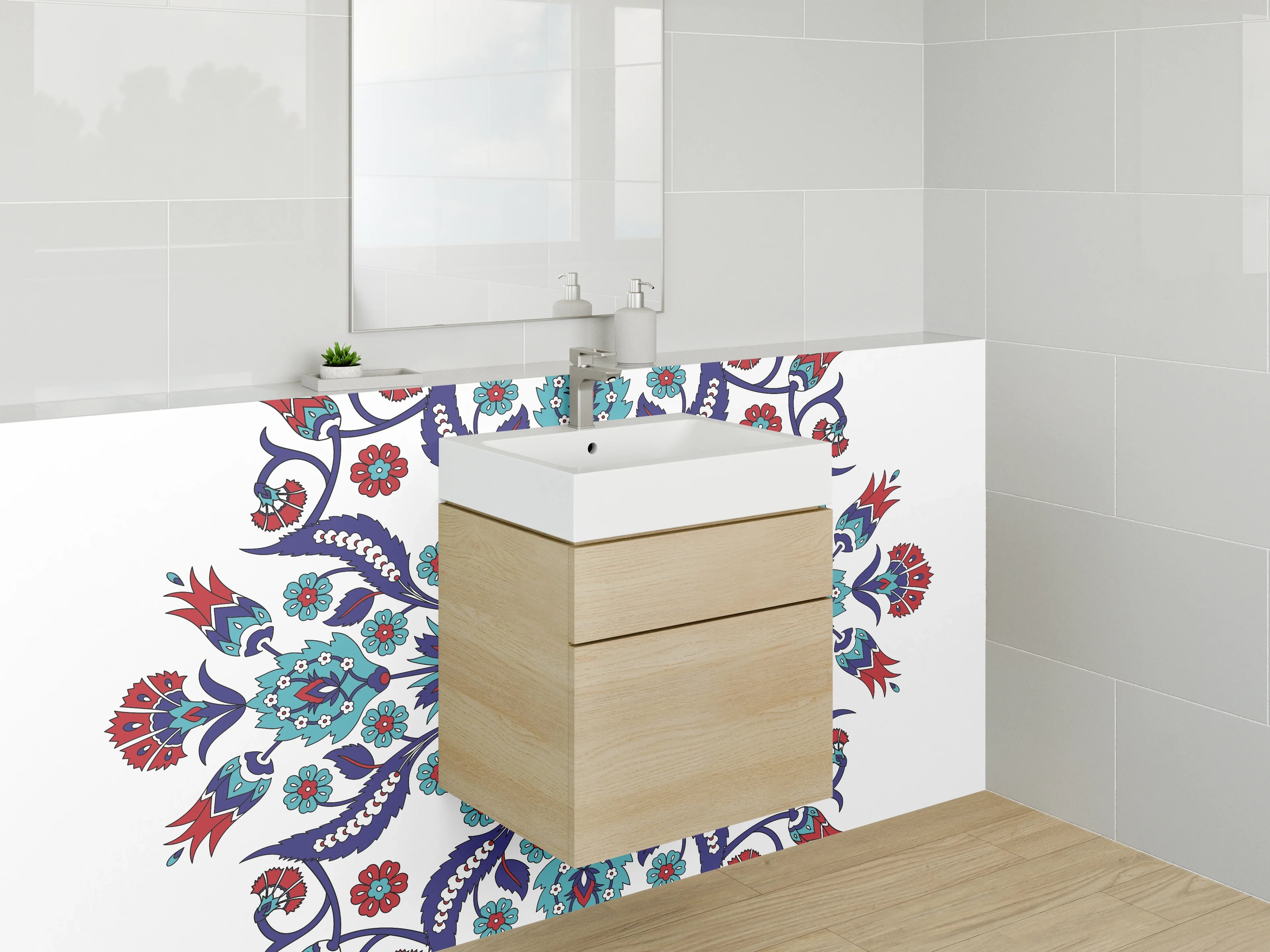 Waschbecken-Rückwand - Orientalisches Blumen-Mandala Ornament