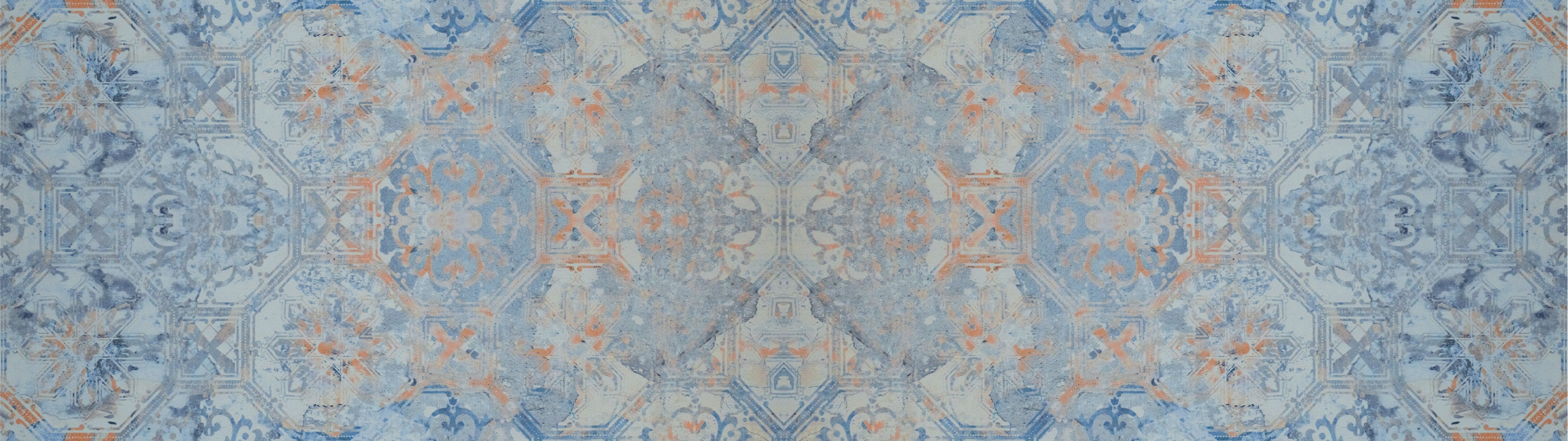 Waschbecken-Rückwand-Orientalisches Fliesen-Muster in Blau und Orange