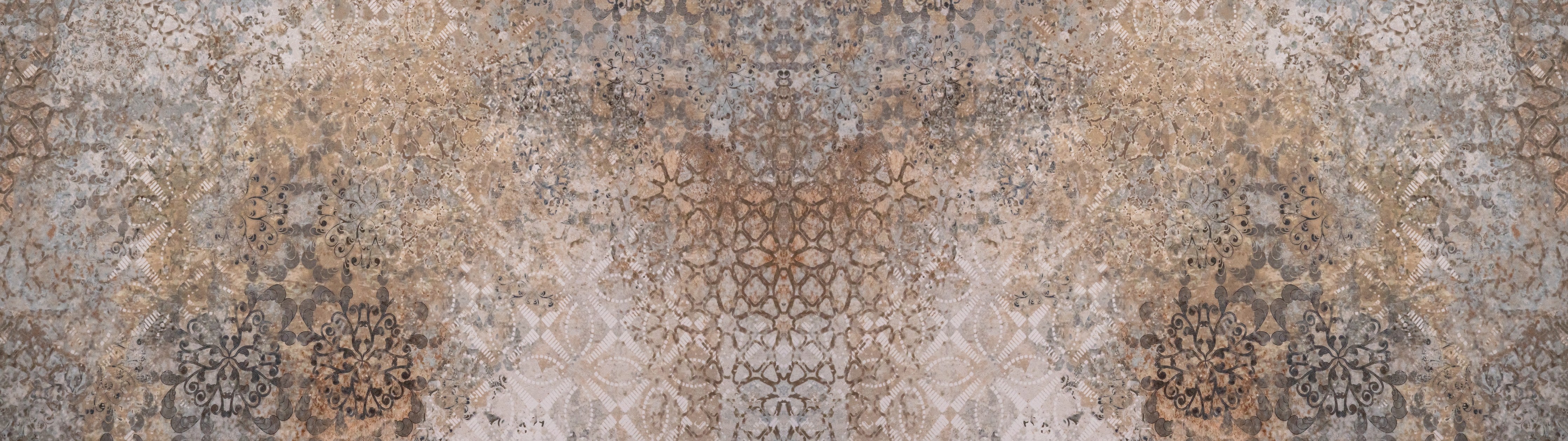 Waschbecken-Rückwand-Orientalisches Mandala Fliesendesign Braun Beige