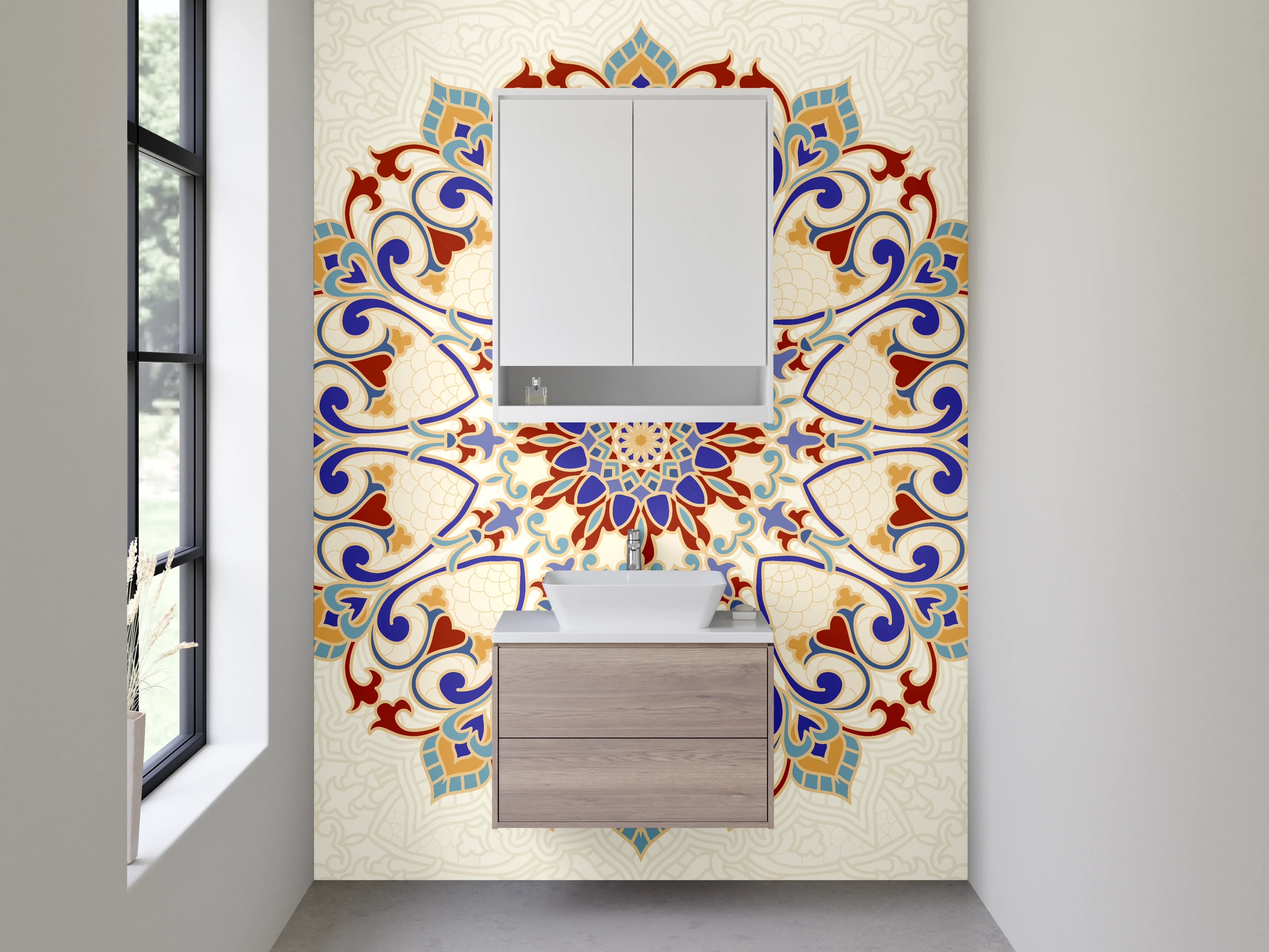 Waschbecken-Rückwand - Orientalisches Mandala Muster Bunt