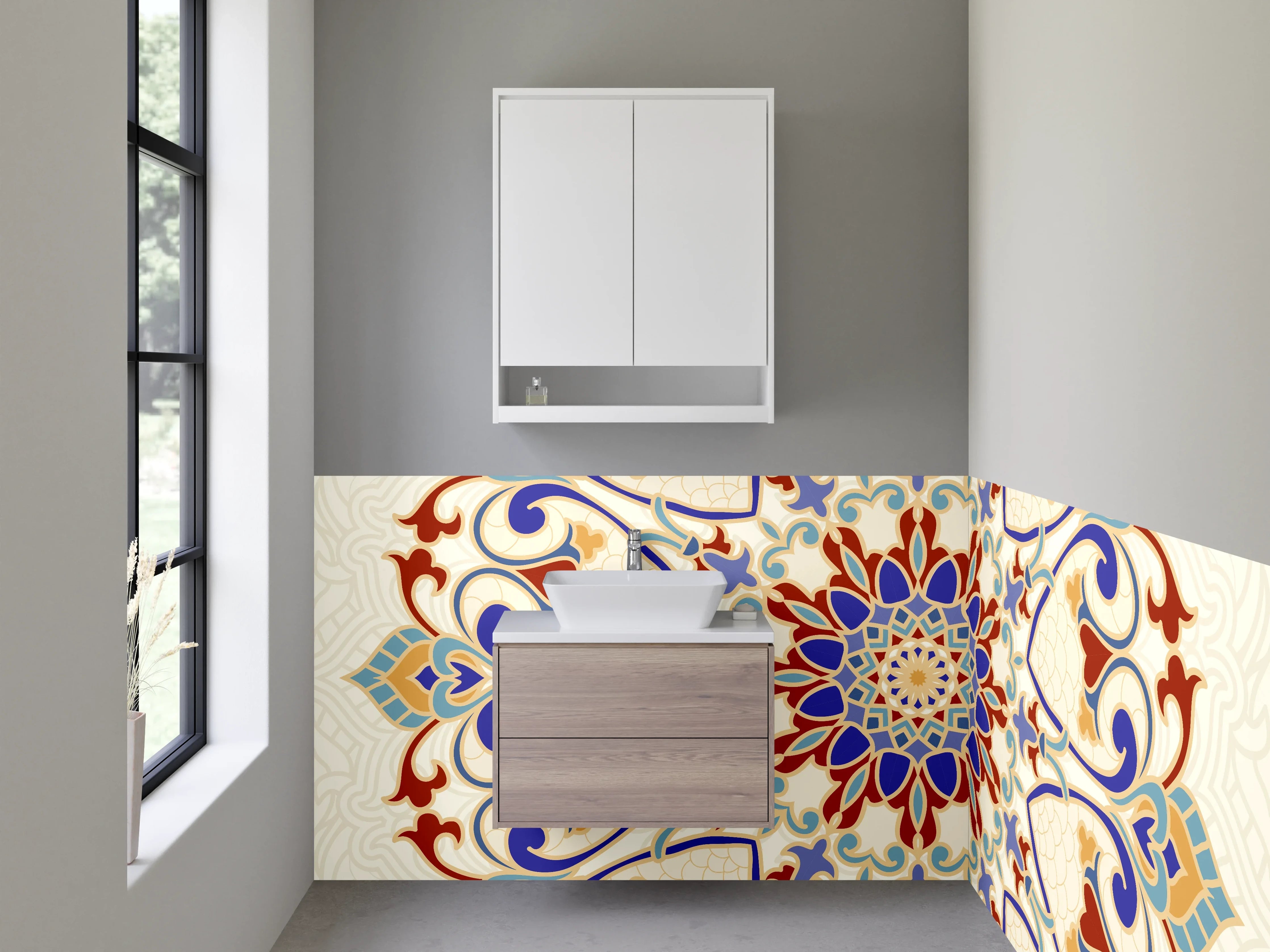 Waschbecken-Rückwand - Orientalisches Mandala Muster Bunt