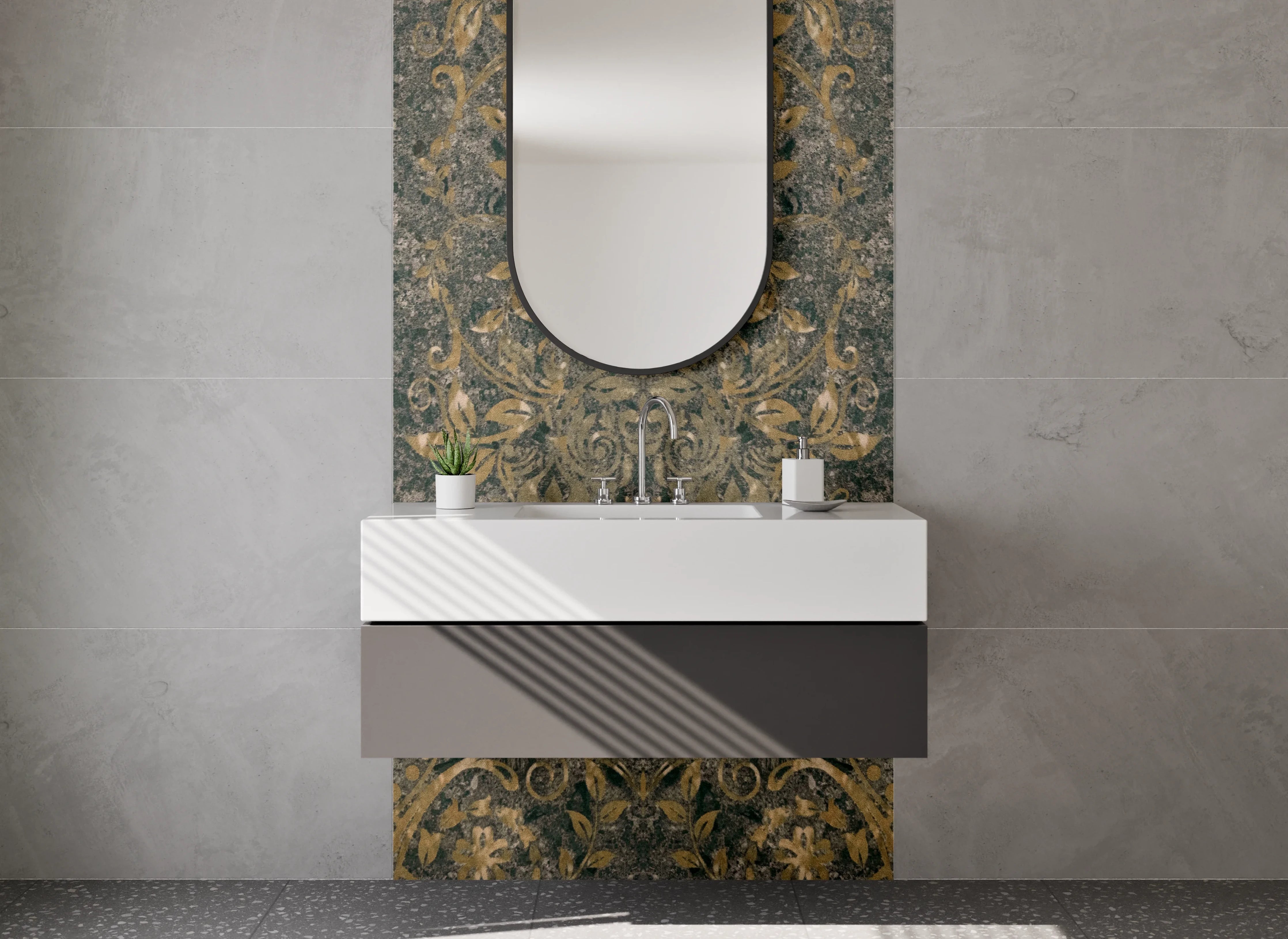 Waschbecken-Rückwand - Orientalisches Mandala-Ornament braun-gold