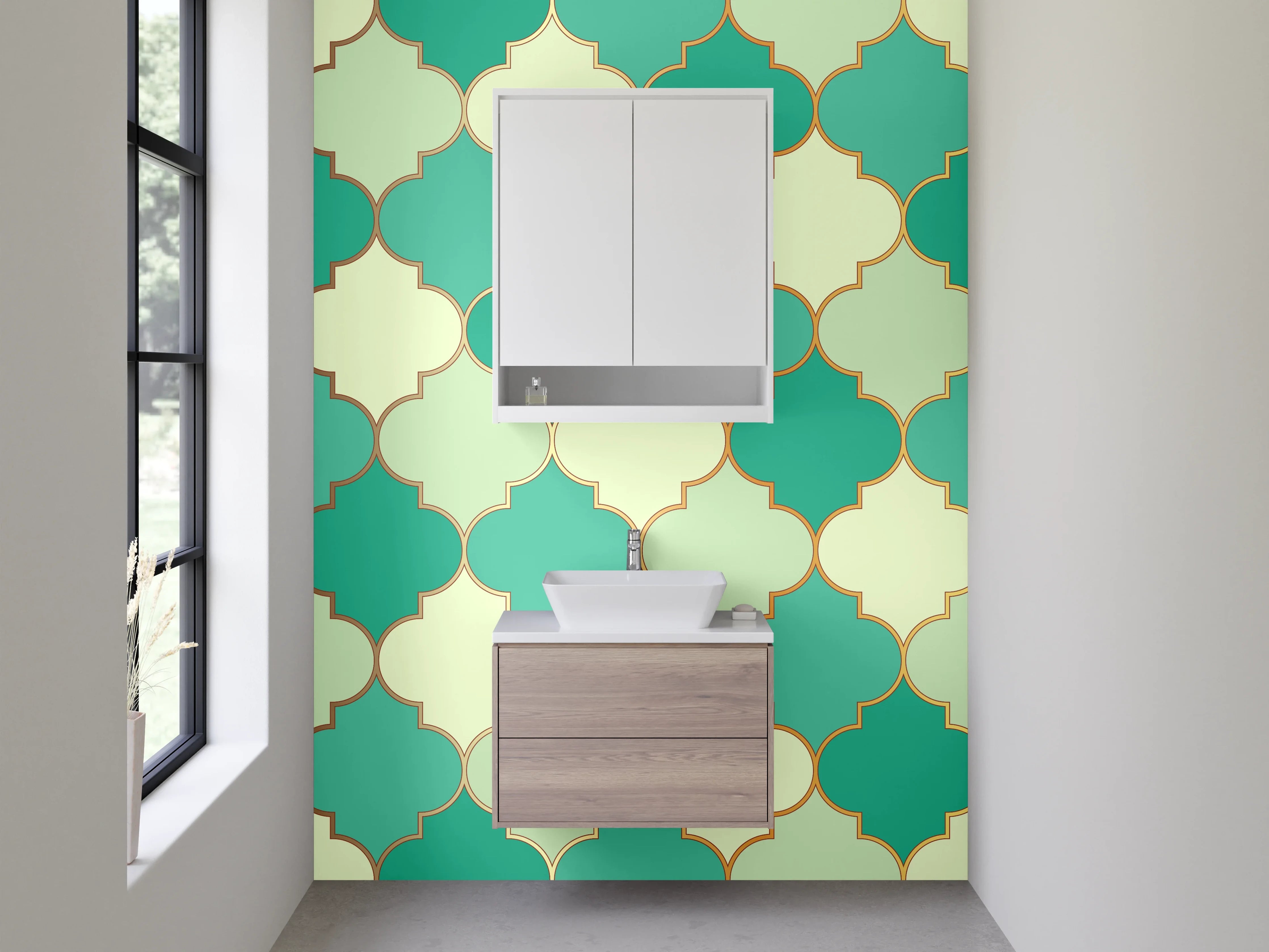 Waschbecken-Rückwand - Orientalisches Mosaik Fliesenmuster Türkis