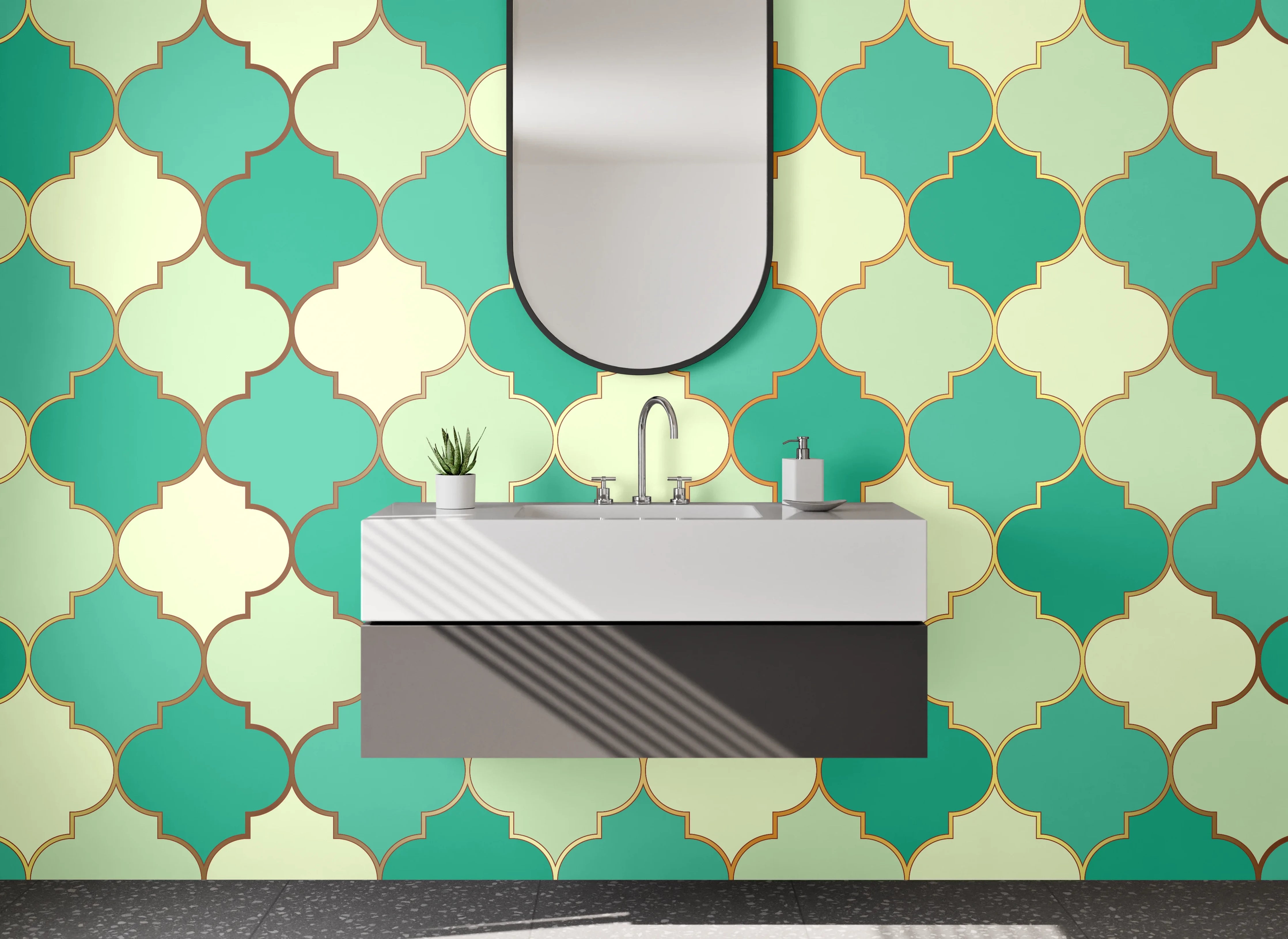 Waschbecken-Rückwand - Orientalisches Mosaik Fliesenmuster Türkis