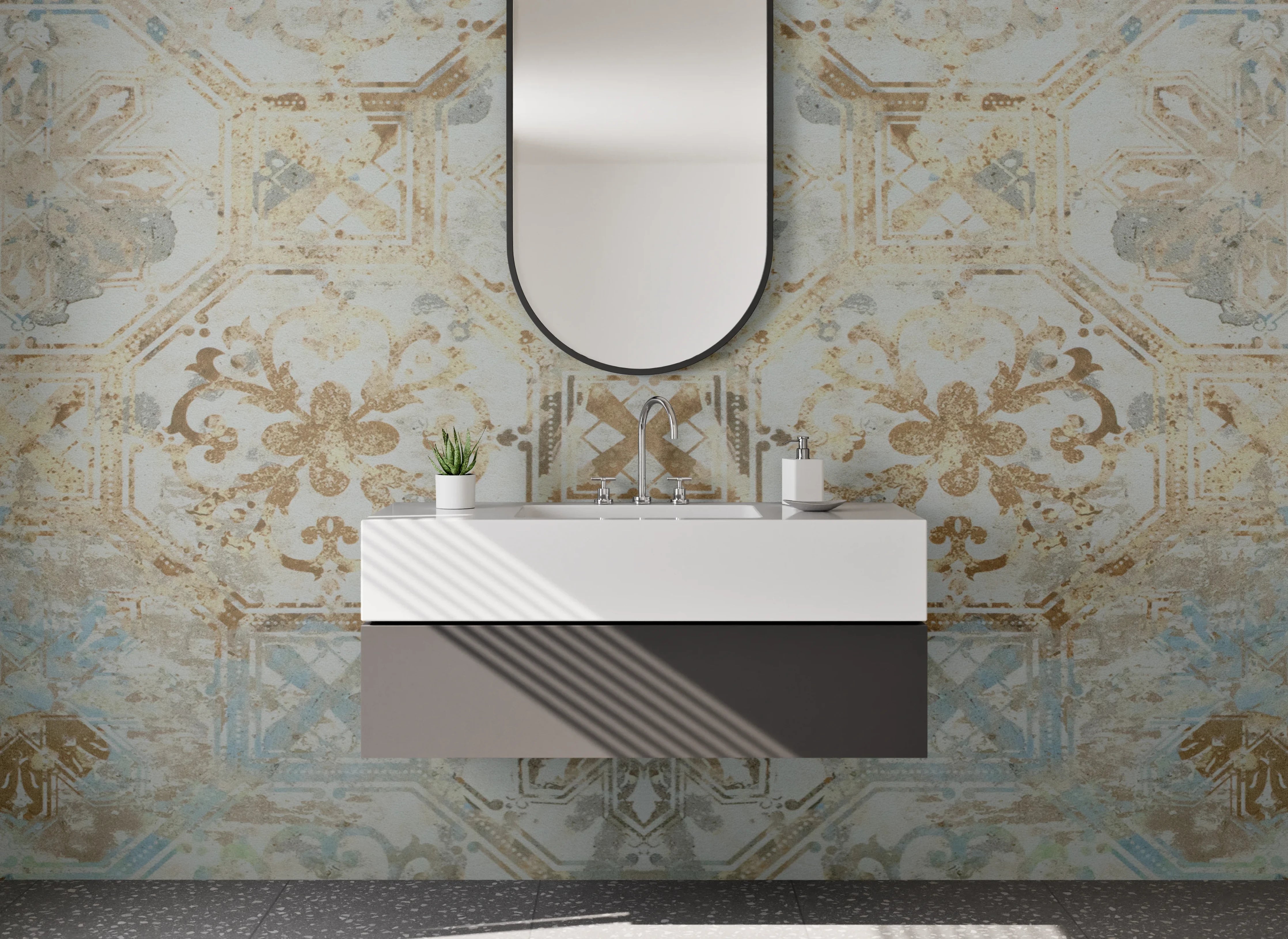 Waschbecken-Rückwand - Orientalisches Mosaik Fliesenmuster Vintage