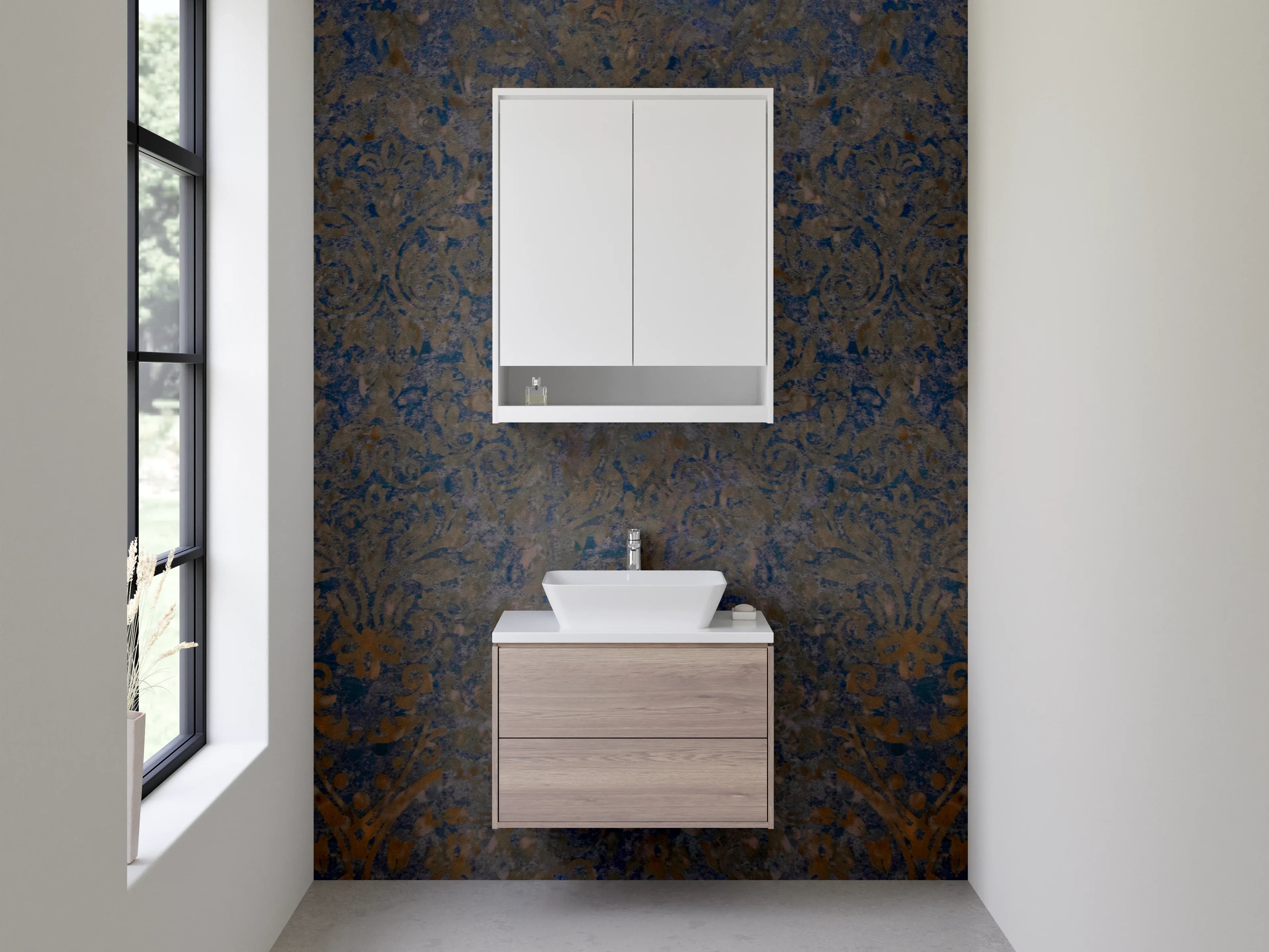 Waschbecken-Rückwand - Orientalisches Mosaik Muster Braun Blau