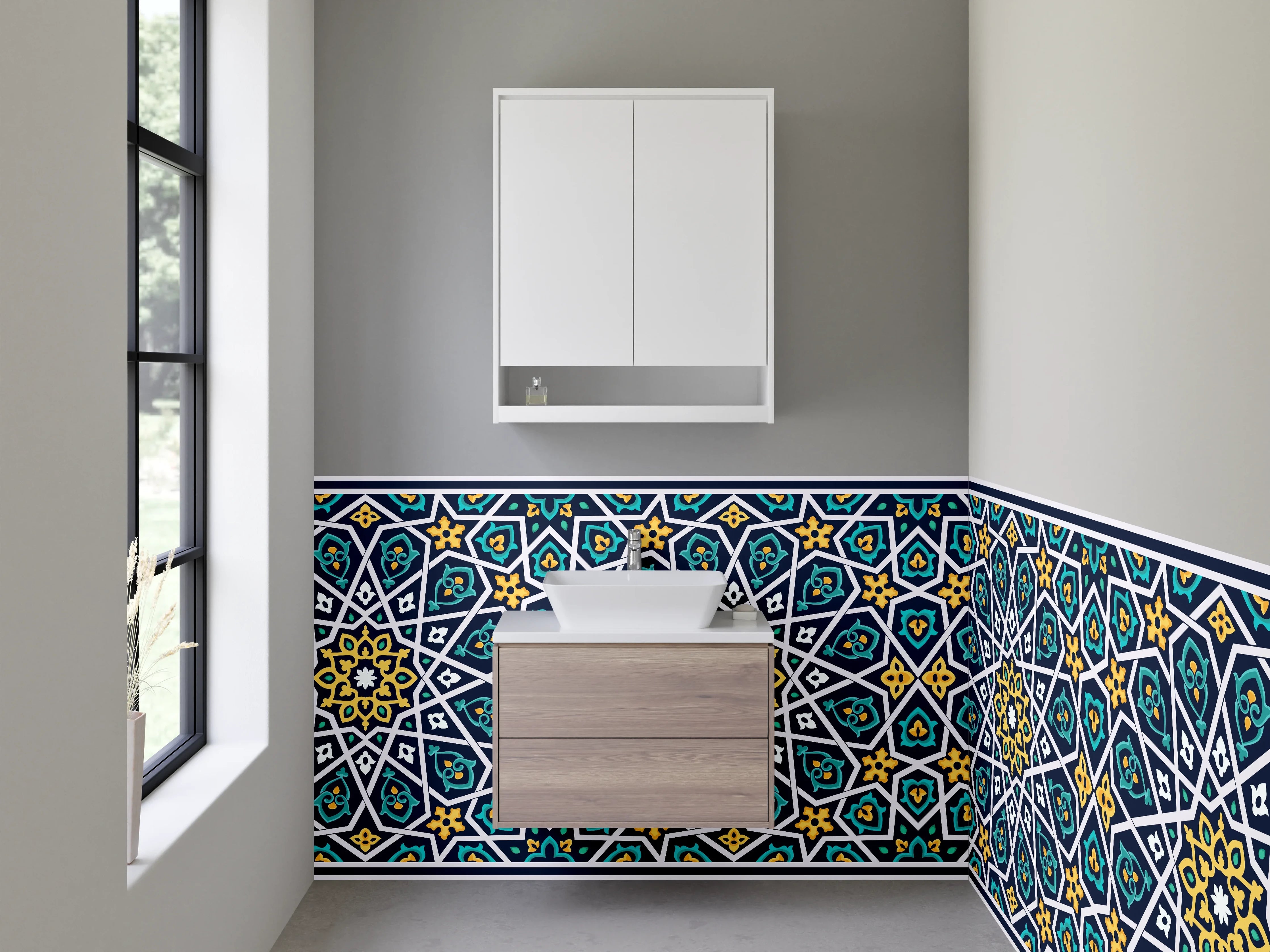 Waschbecken-Rückwand - Orientalisches Mosaik Muster Fliesen Design