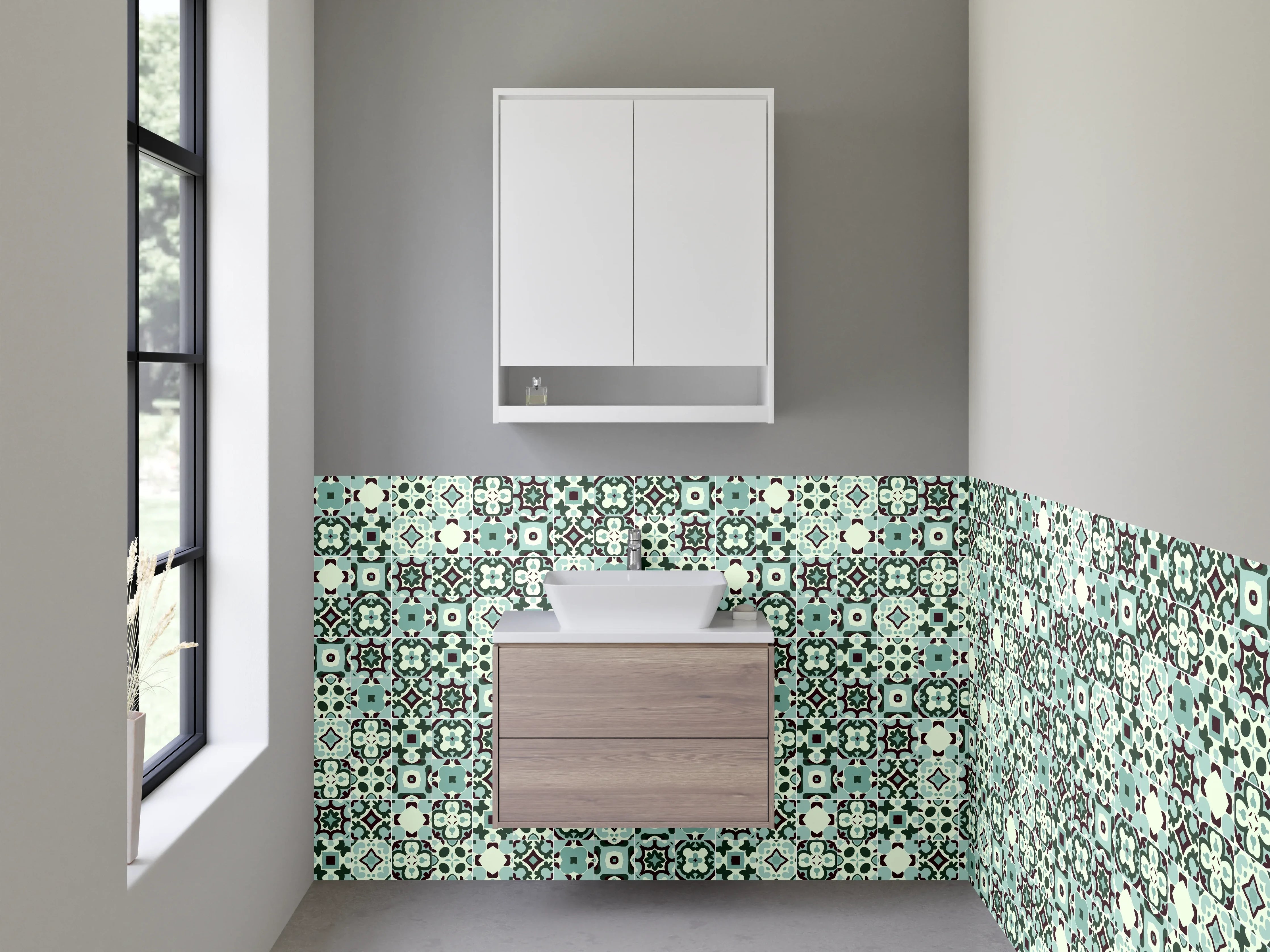 Waschbecken-Rückwand - Orientalisches Mosaik Muster Türkis Braun
