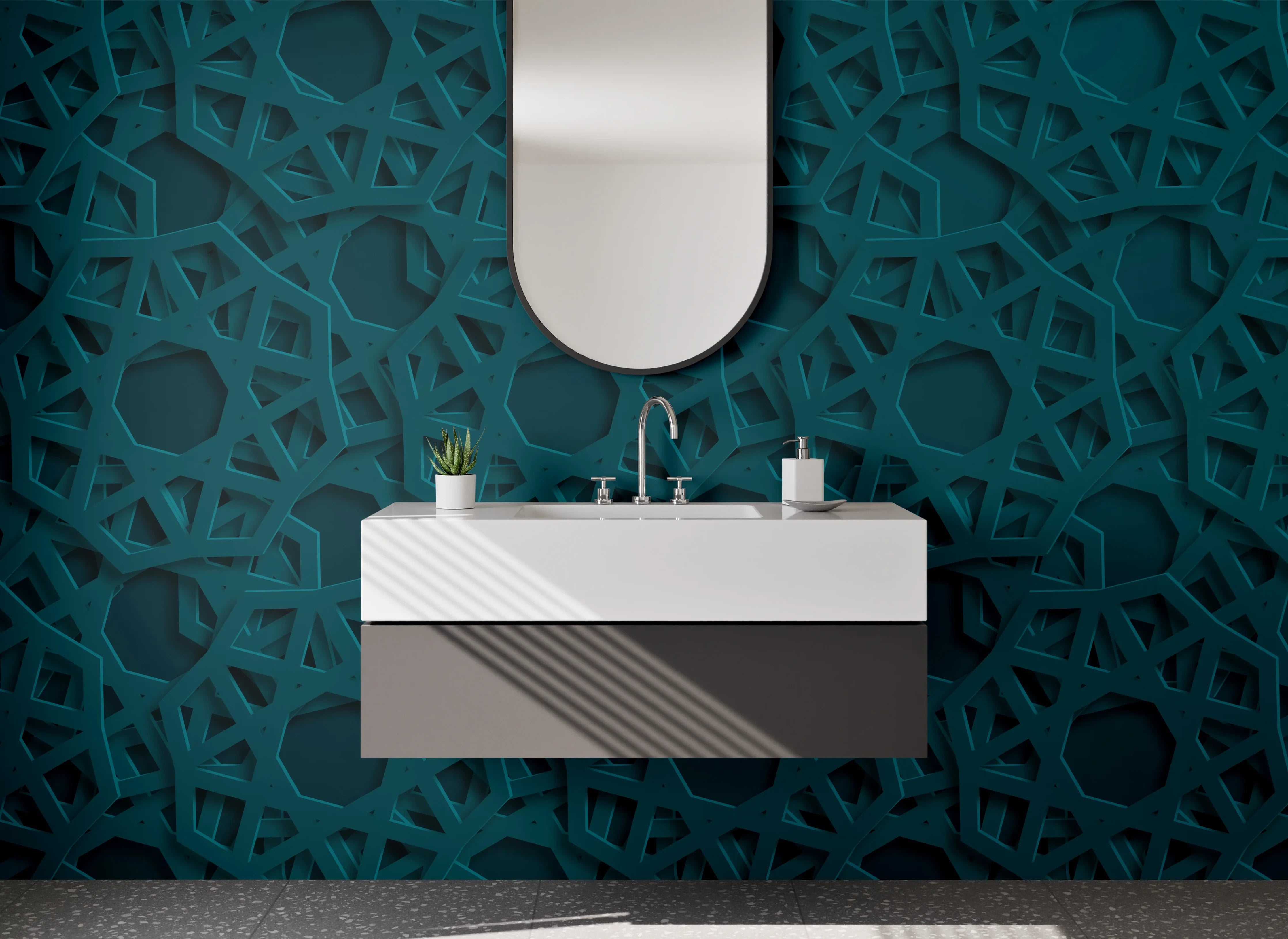 Waschbecken-Rückwand - Orientalisches Muster Türkis Modern