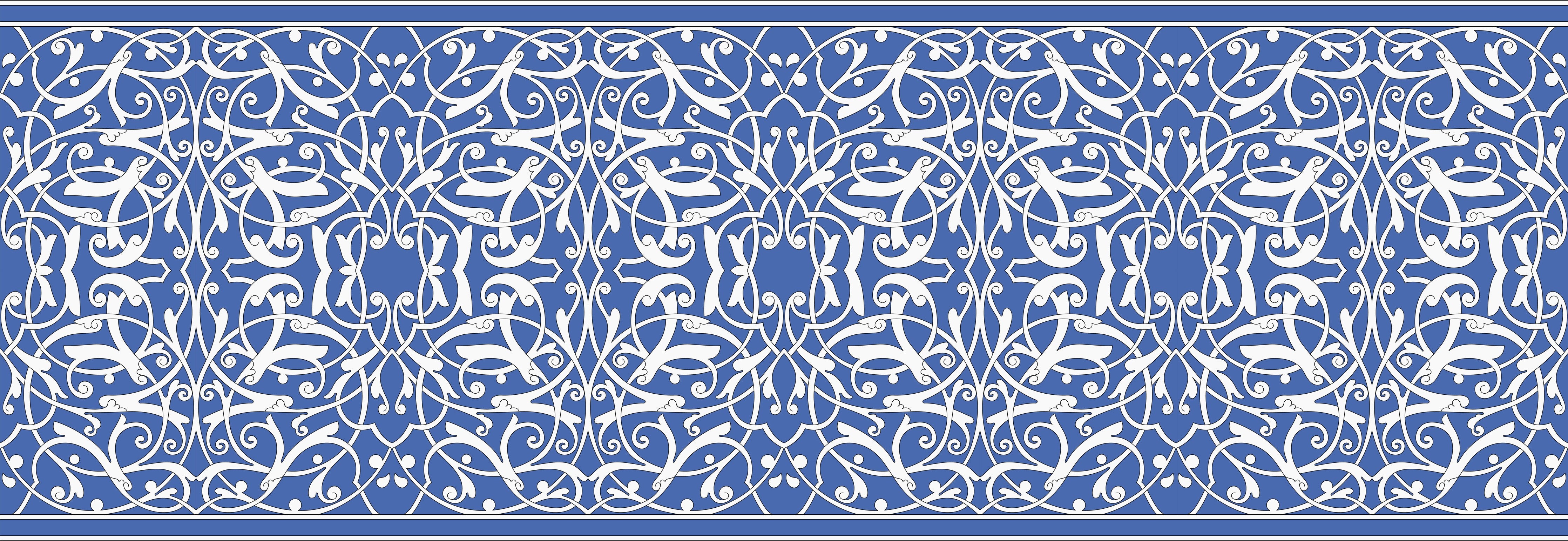 Waschbecken-Rückwand-Orientalisches Ornament Blau Weiß