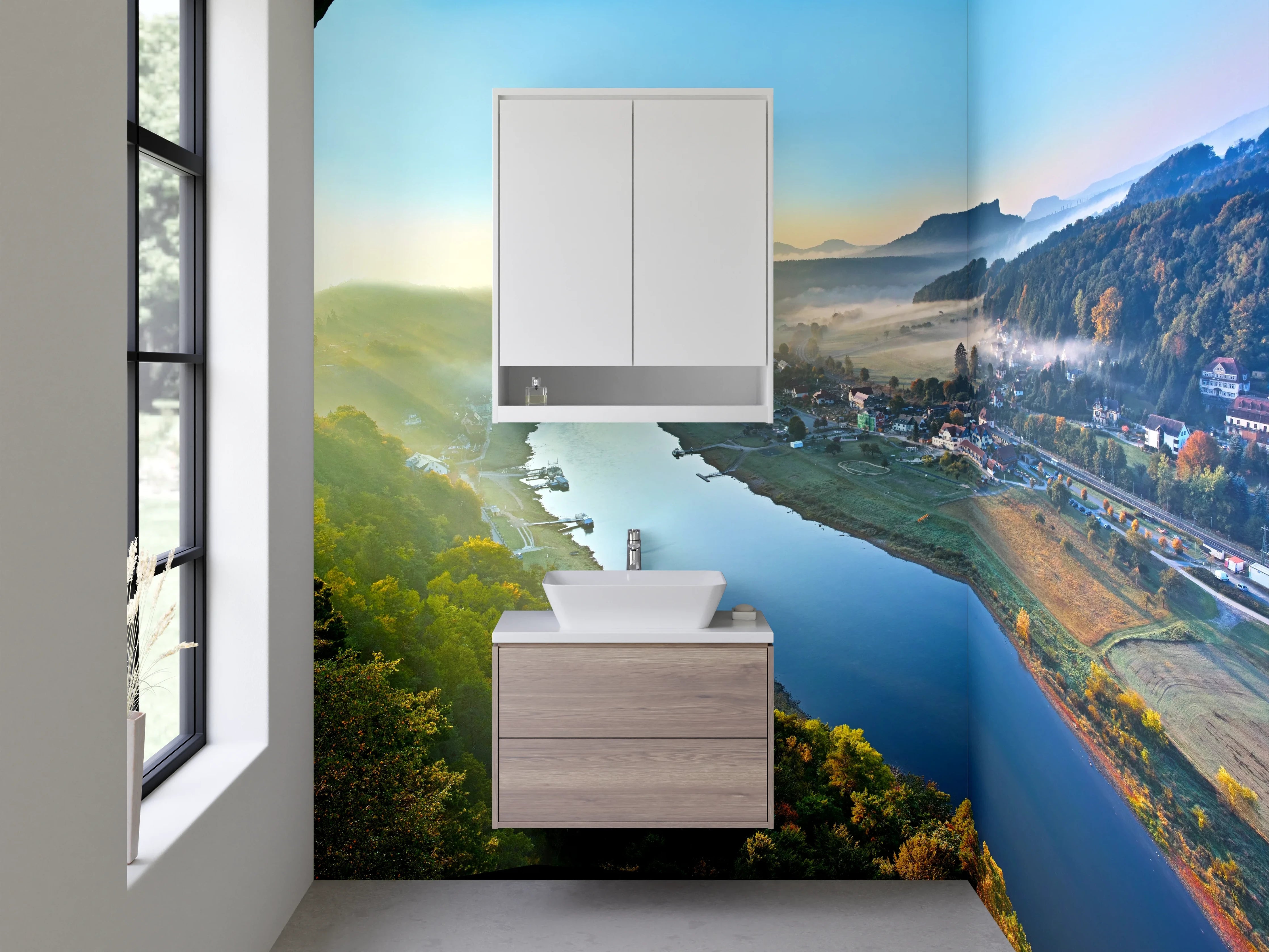 Waschbecken-Rückwand - Panorama Elbtal Sächsische Schweiz