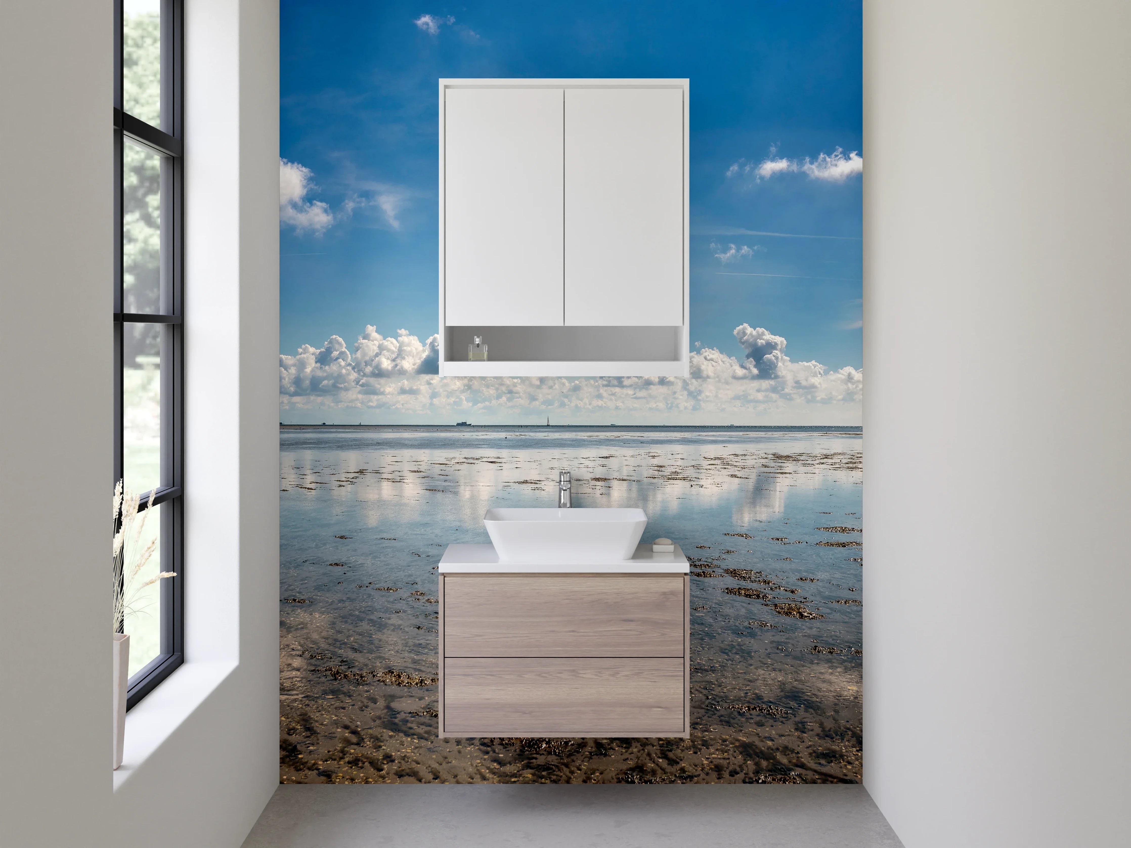 Waschbecken-Rückwand - Panorama Küstenlandschaft Meer und Himmel