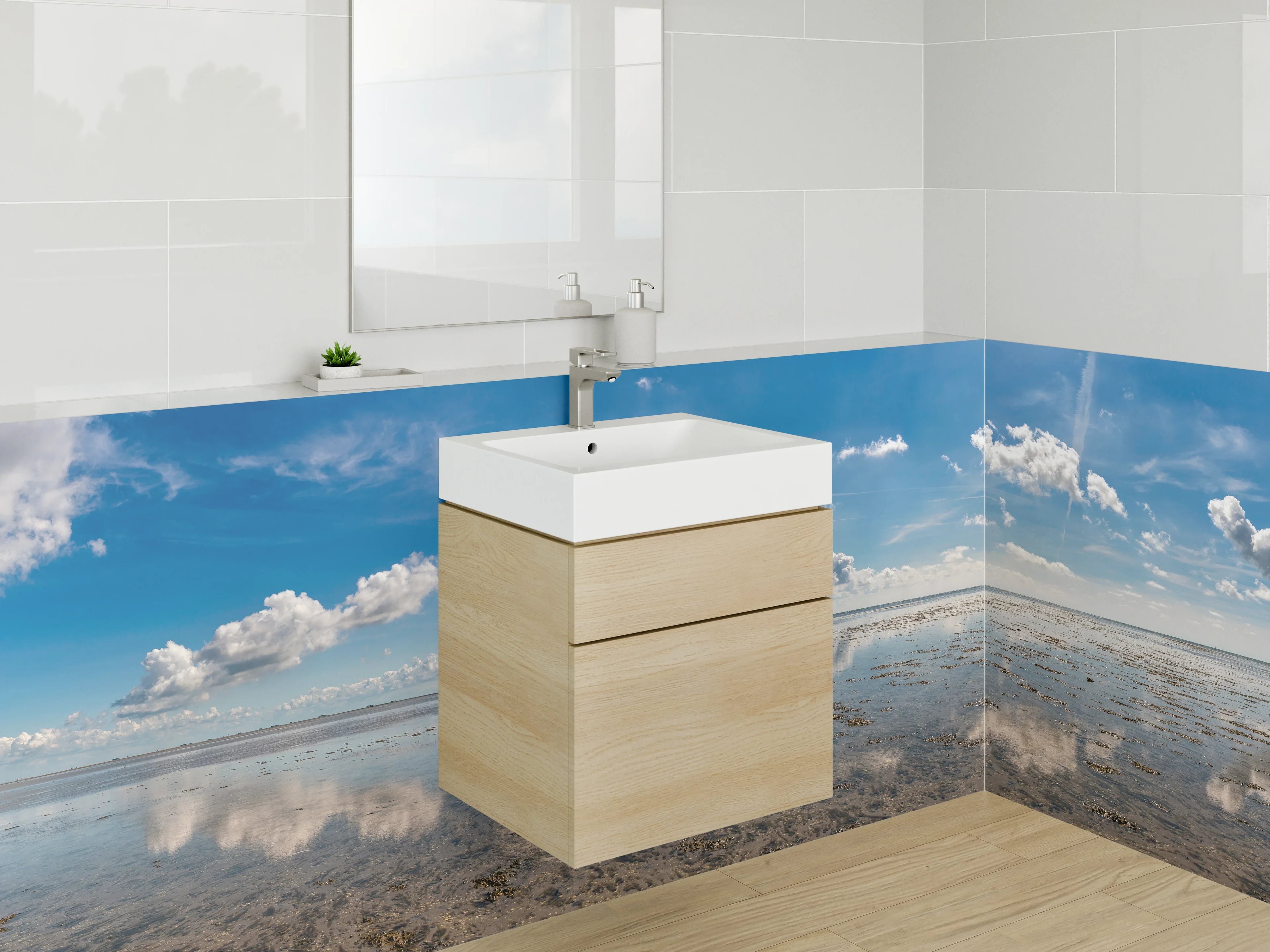 Waschbecken-Rückwand - Panorama Küstenlandschaft Meer und Himmel