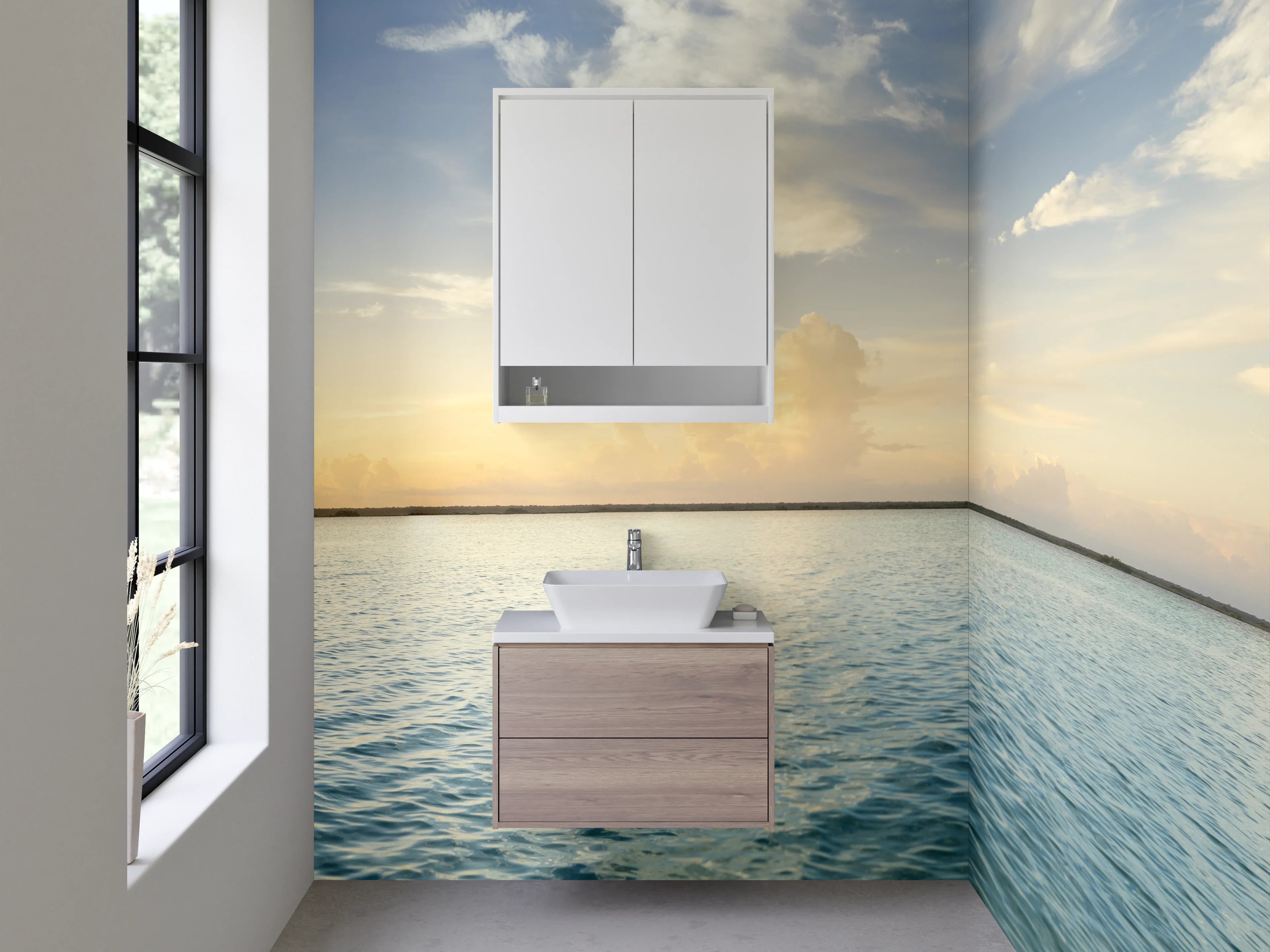 Waschbecken-Rückwand - Panorama Sonnenuntergang Meer