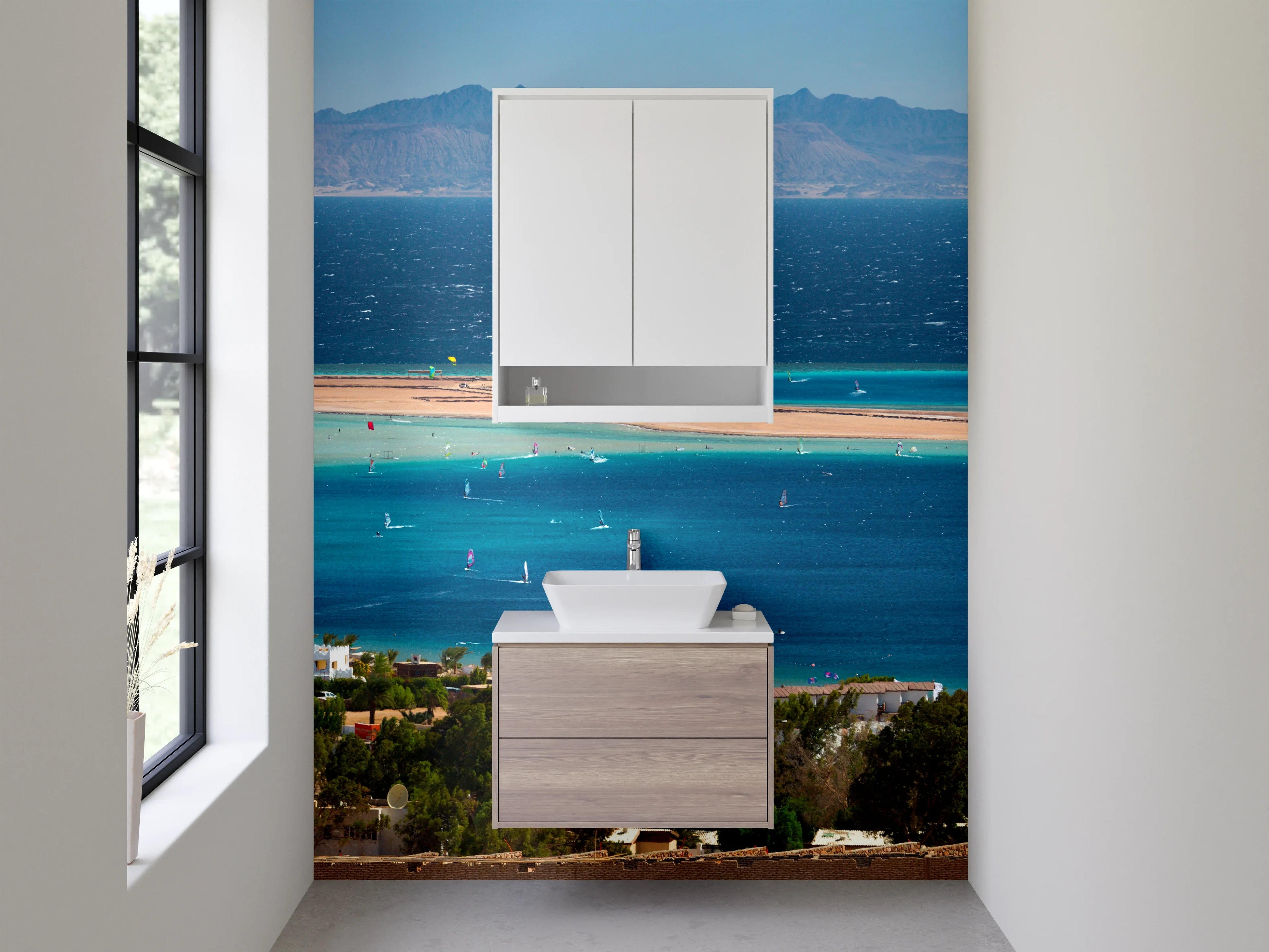 Waschbecken-Rückwand - Panorama Strand und türkisblaues Meer